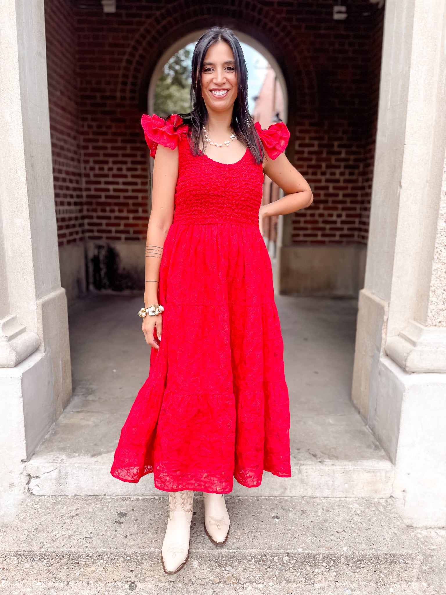 Lana Smocked Dress - Red