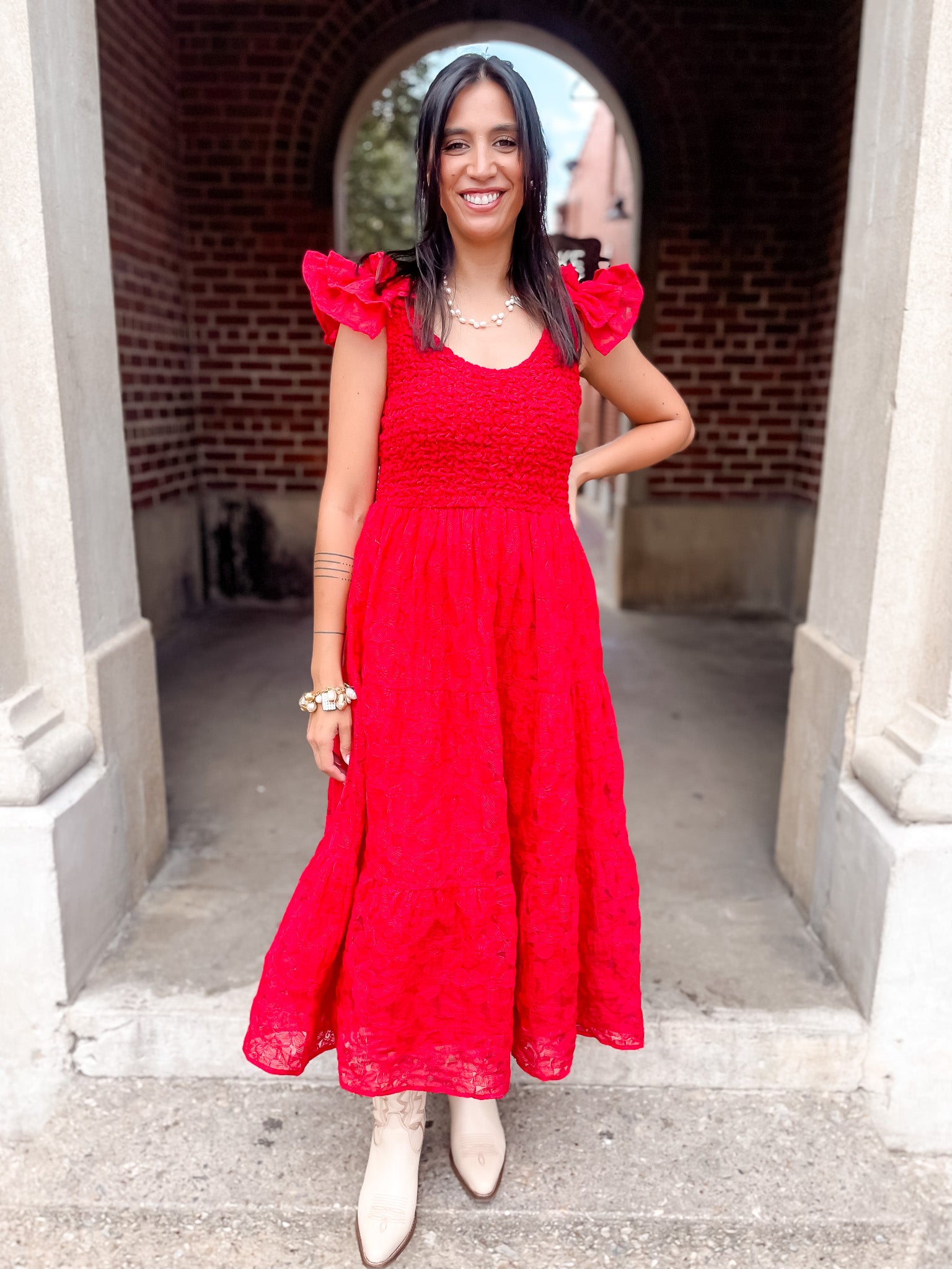 Lana Smocked Dress - Red