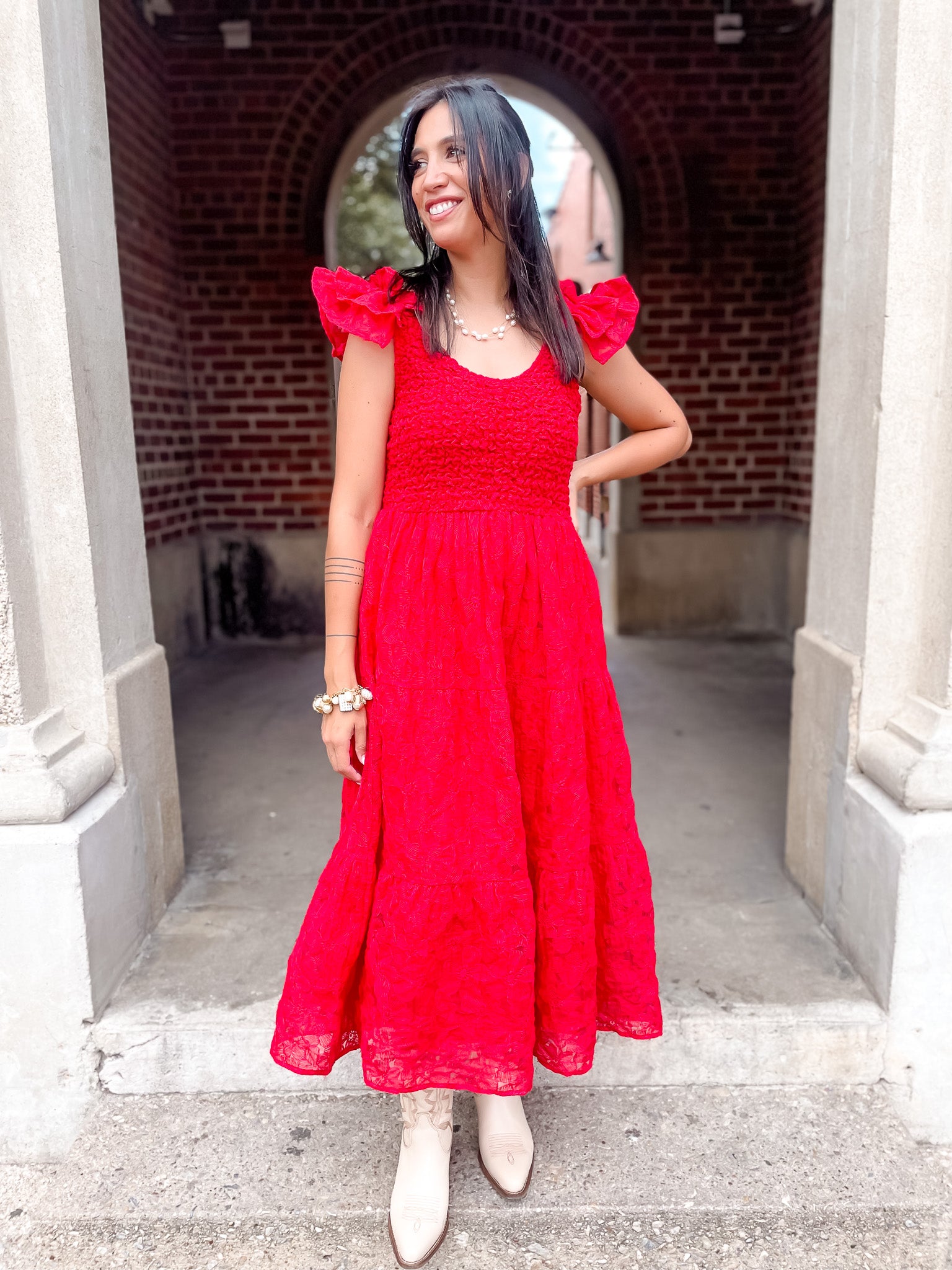 Lana Smocked Dress - Red