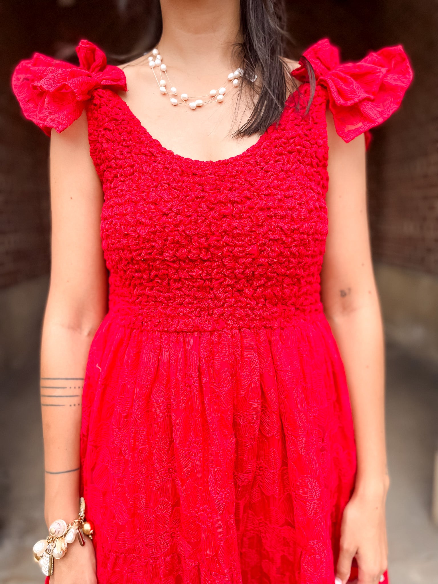 Lana Smocked Dress - Red