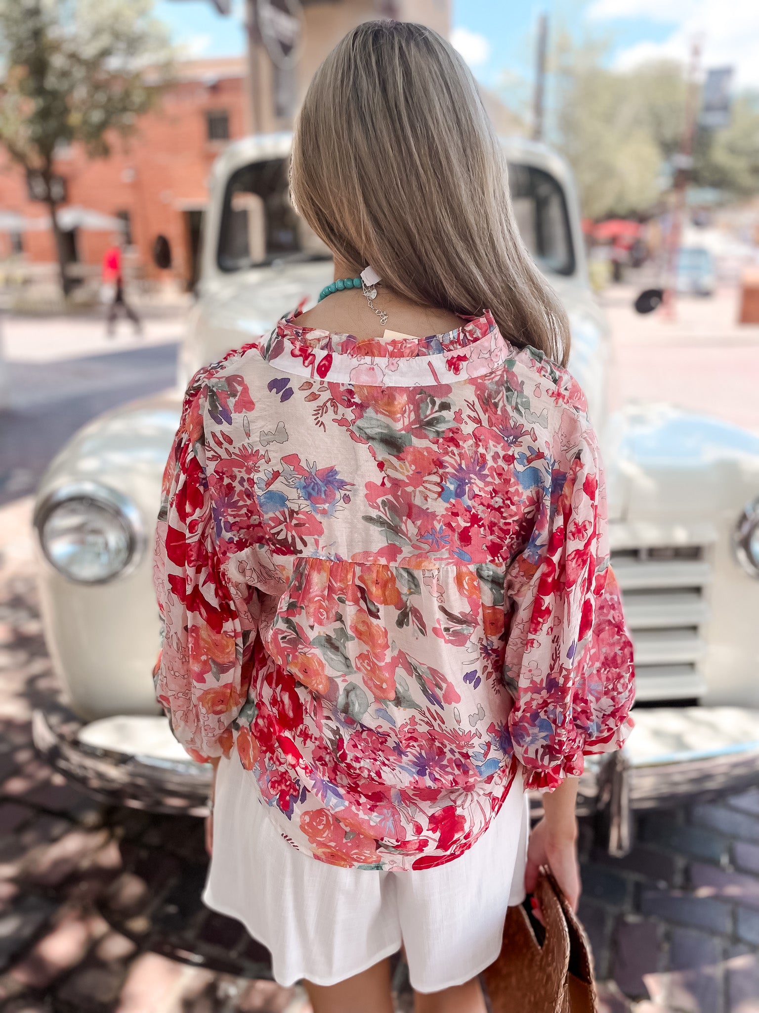 Watercolor Garden Top - Fuchsia