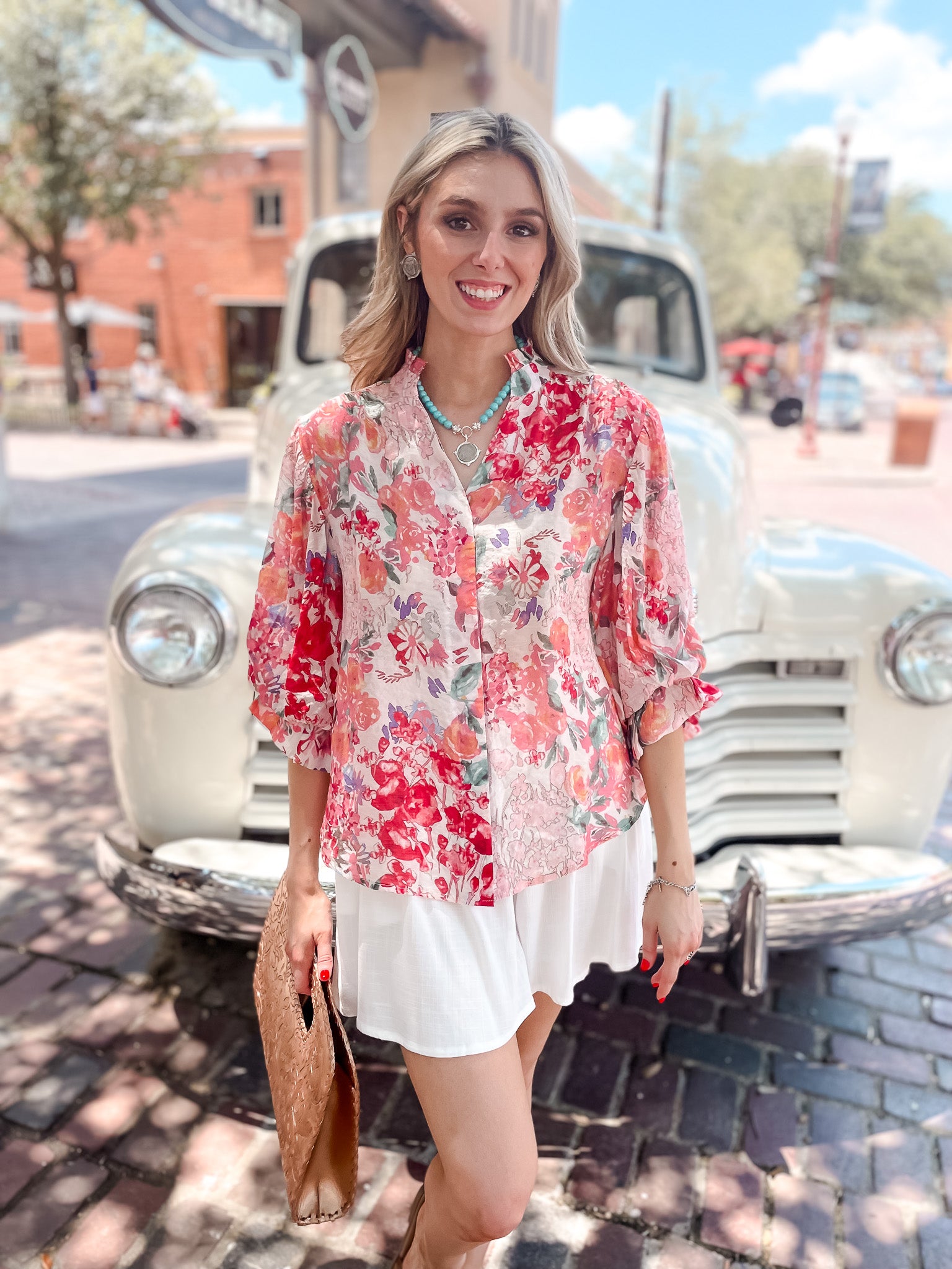 Watercolor Garden Top - Fuchsia