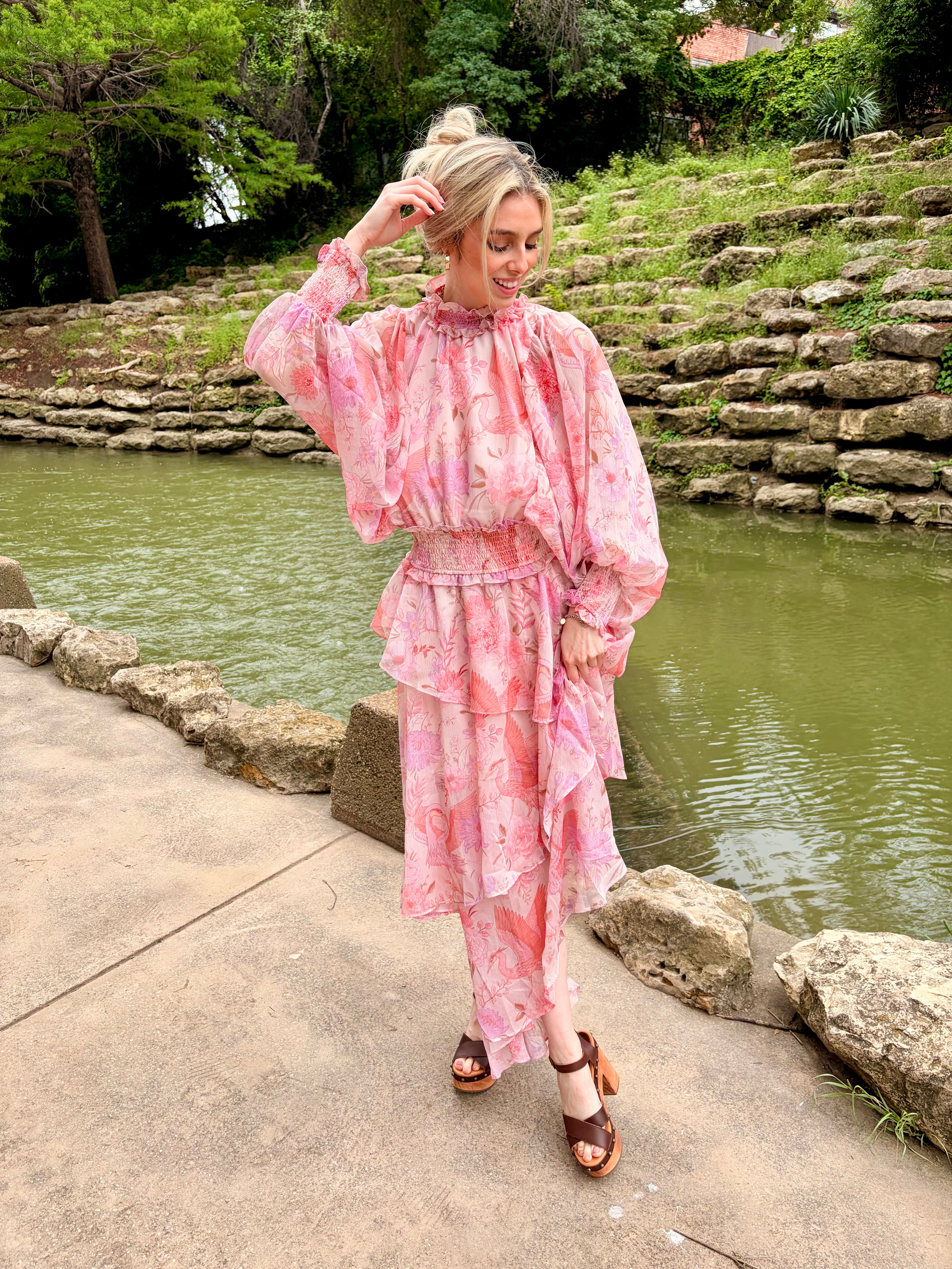 Orchid Heron Dress - Pink