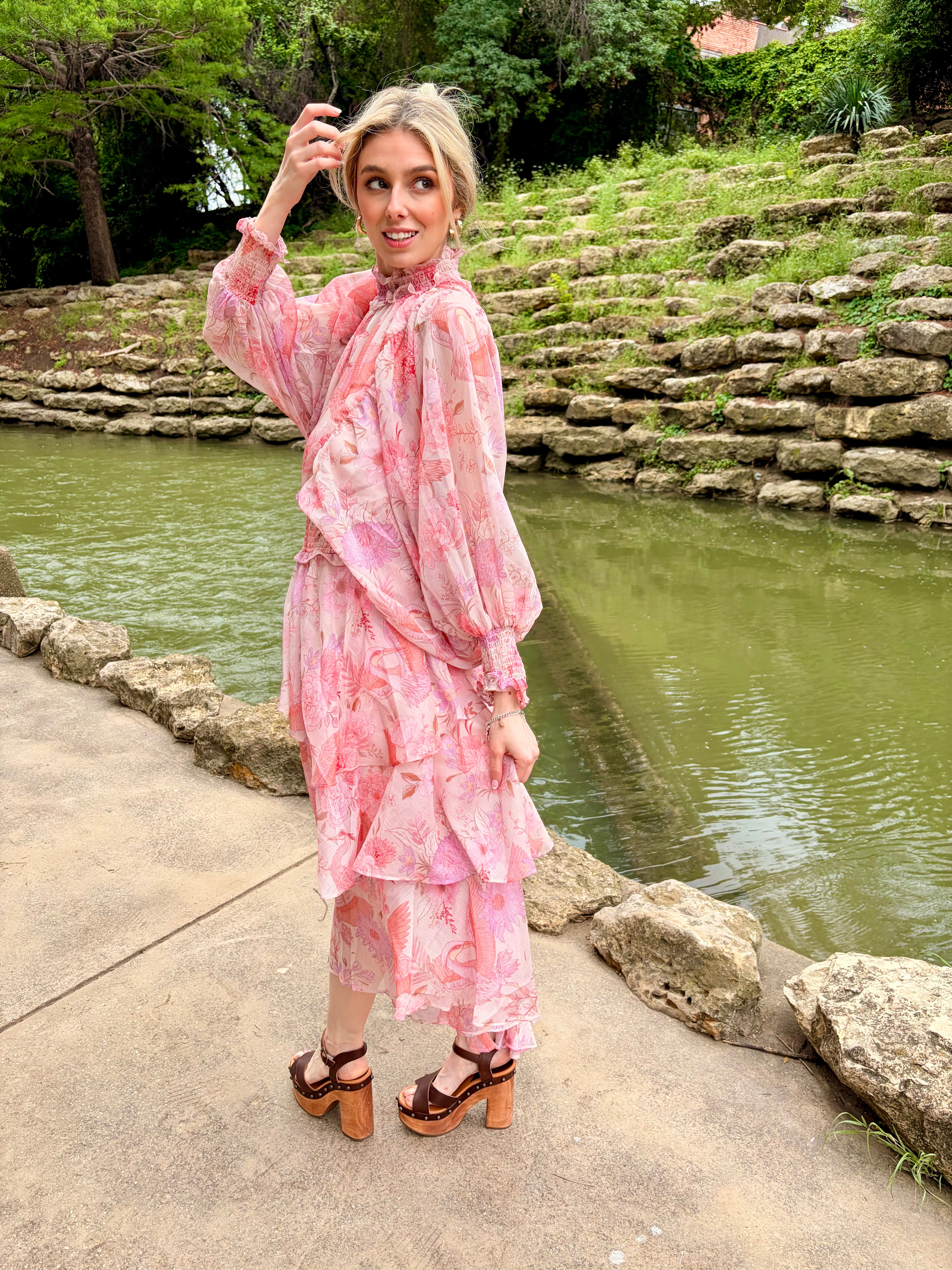 Orchid Heron Dress - Pink