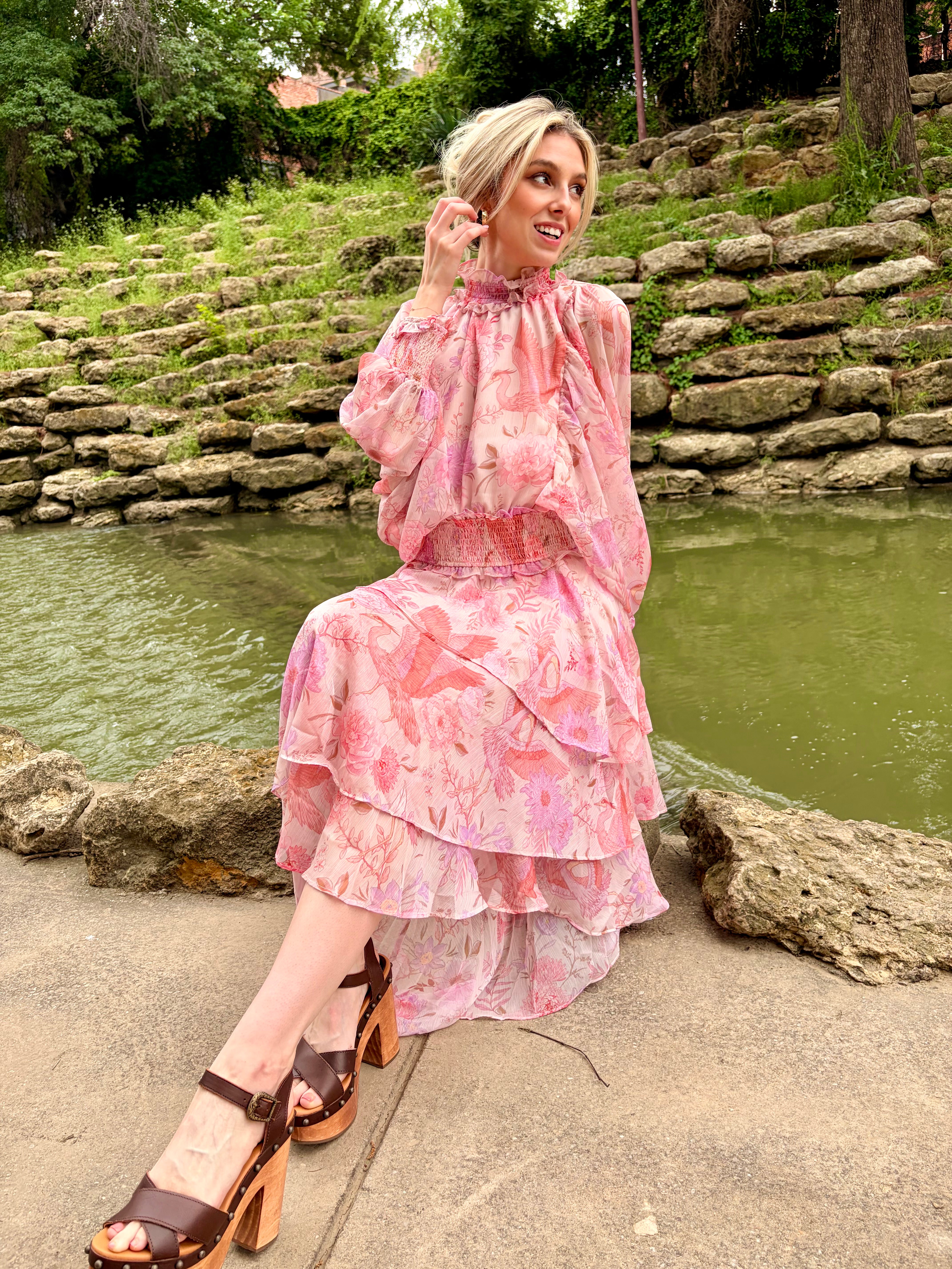 Orchid Heron Dress - Pink