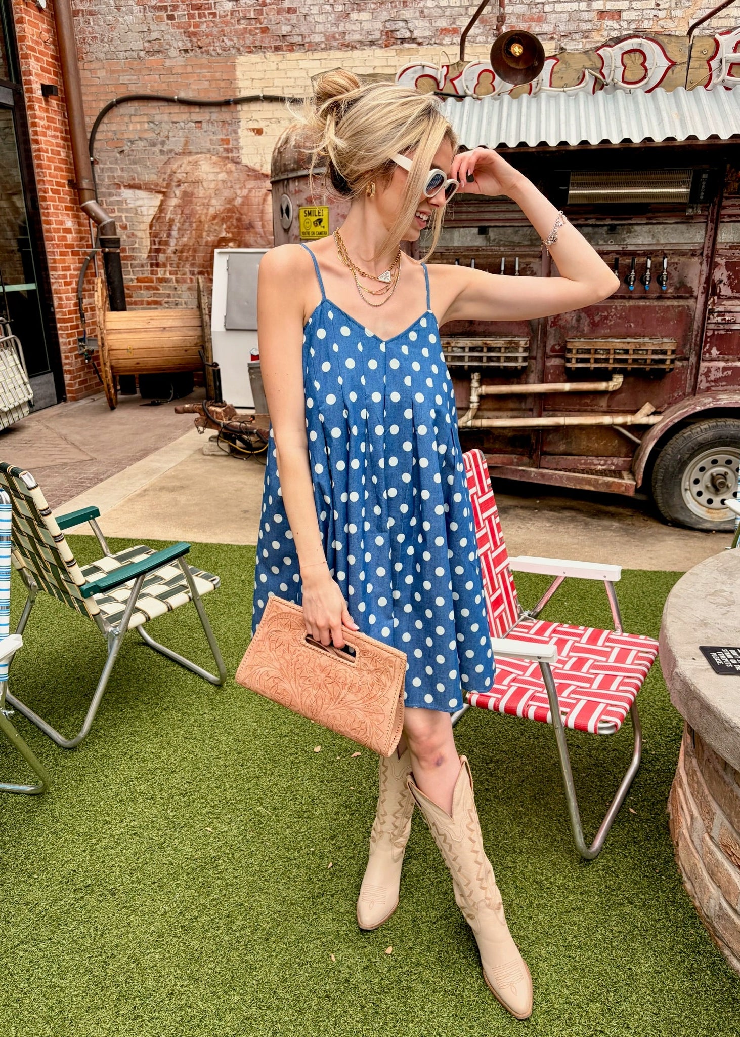 Denim + Dots Dress