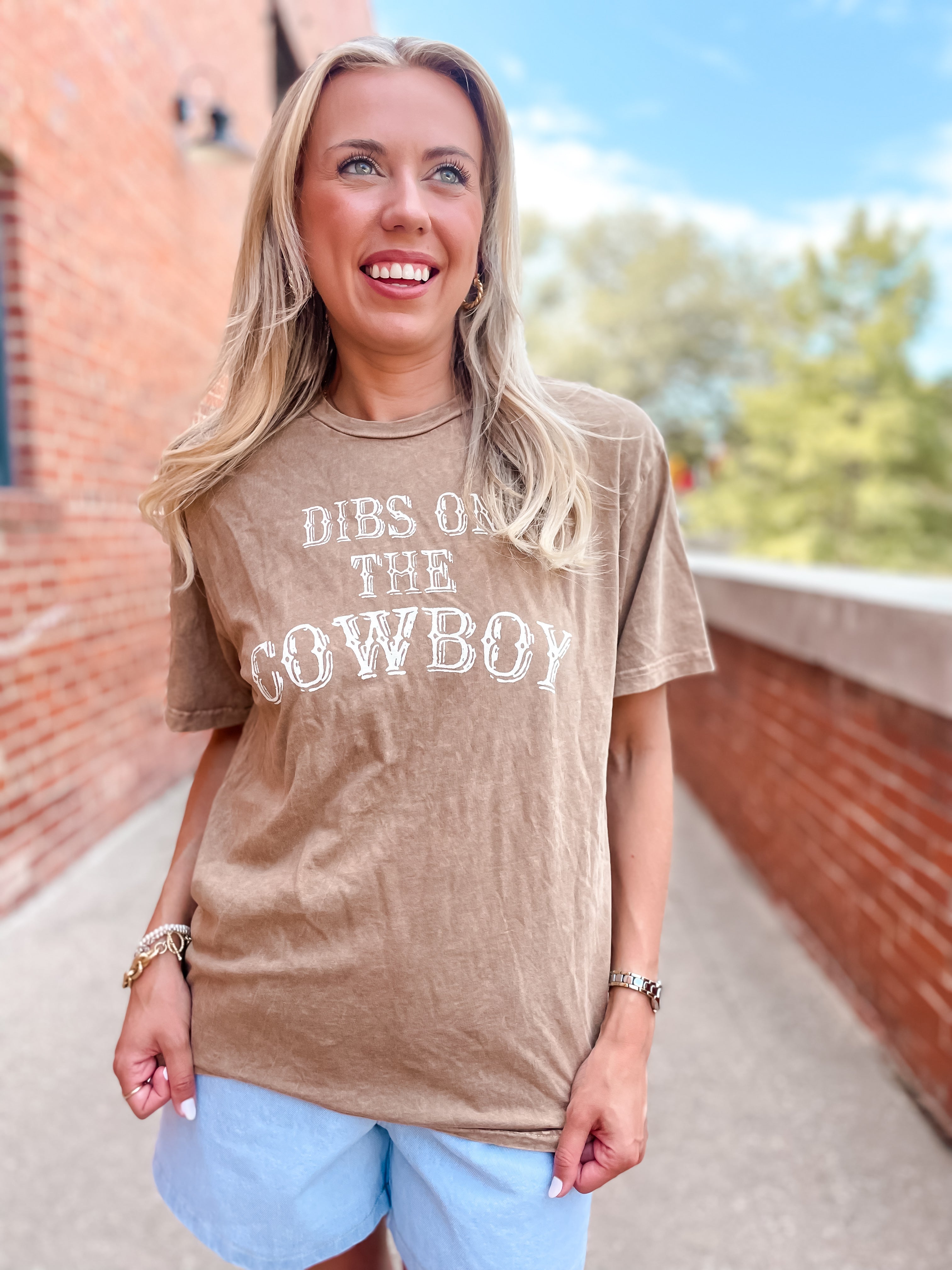 Dibs On Cowboy Mineral Wash T-Shirt - Toast