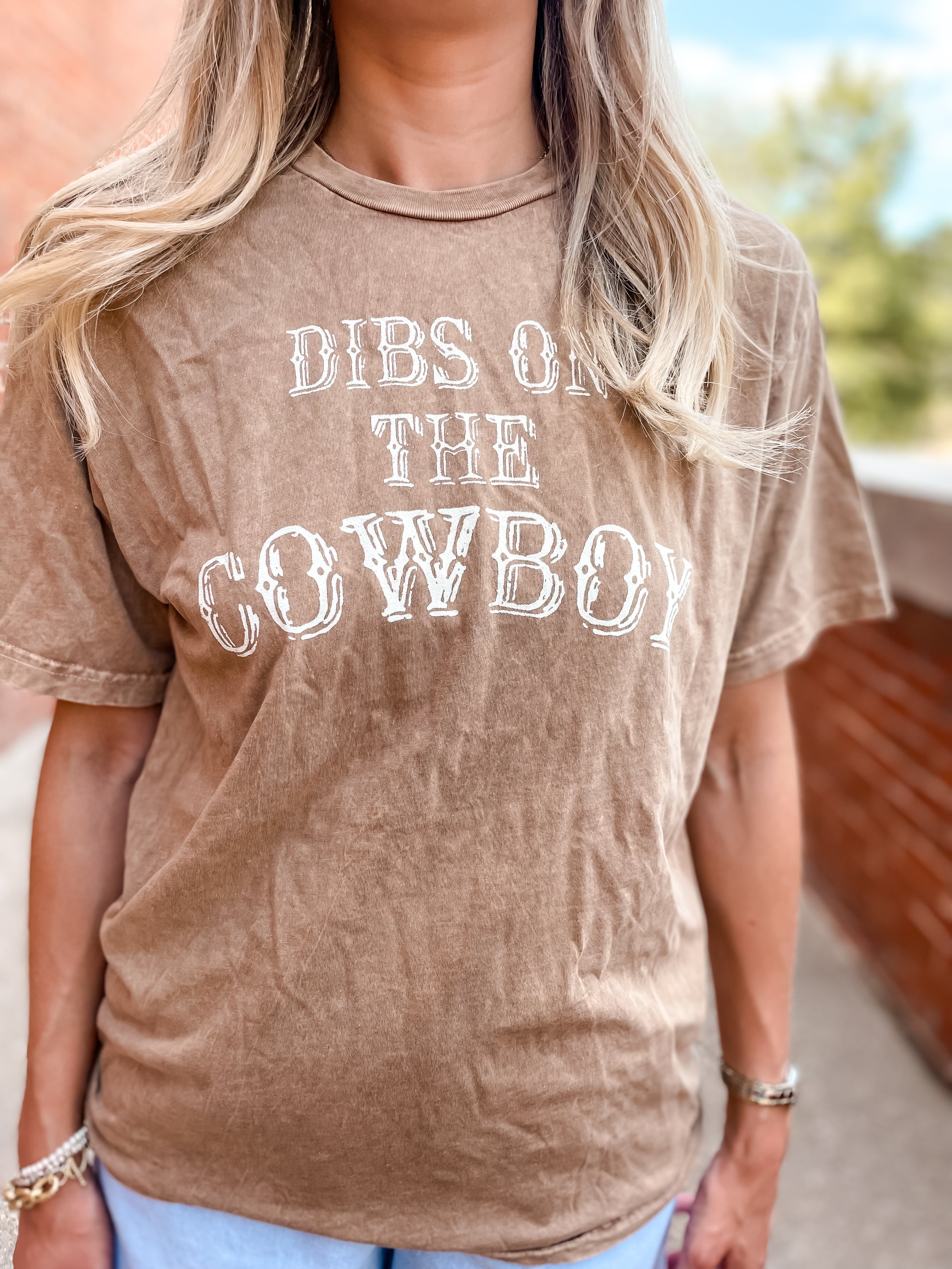 Dibs On Cowboy Mineral Wash T-Shirt - Toast