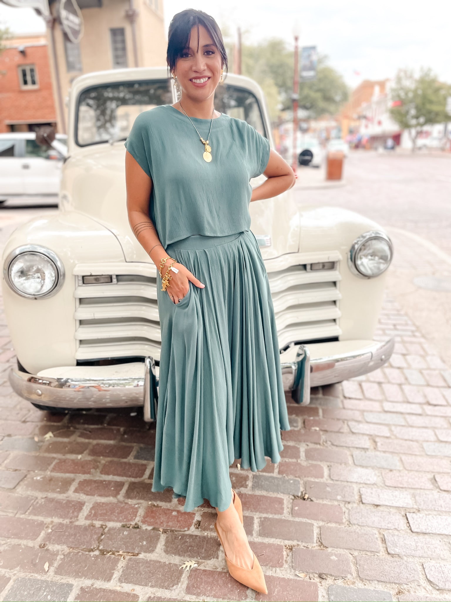 Gauze Skirt Set - Jade