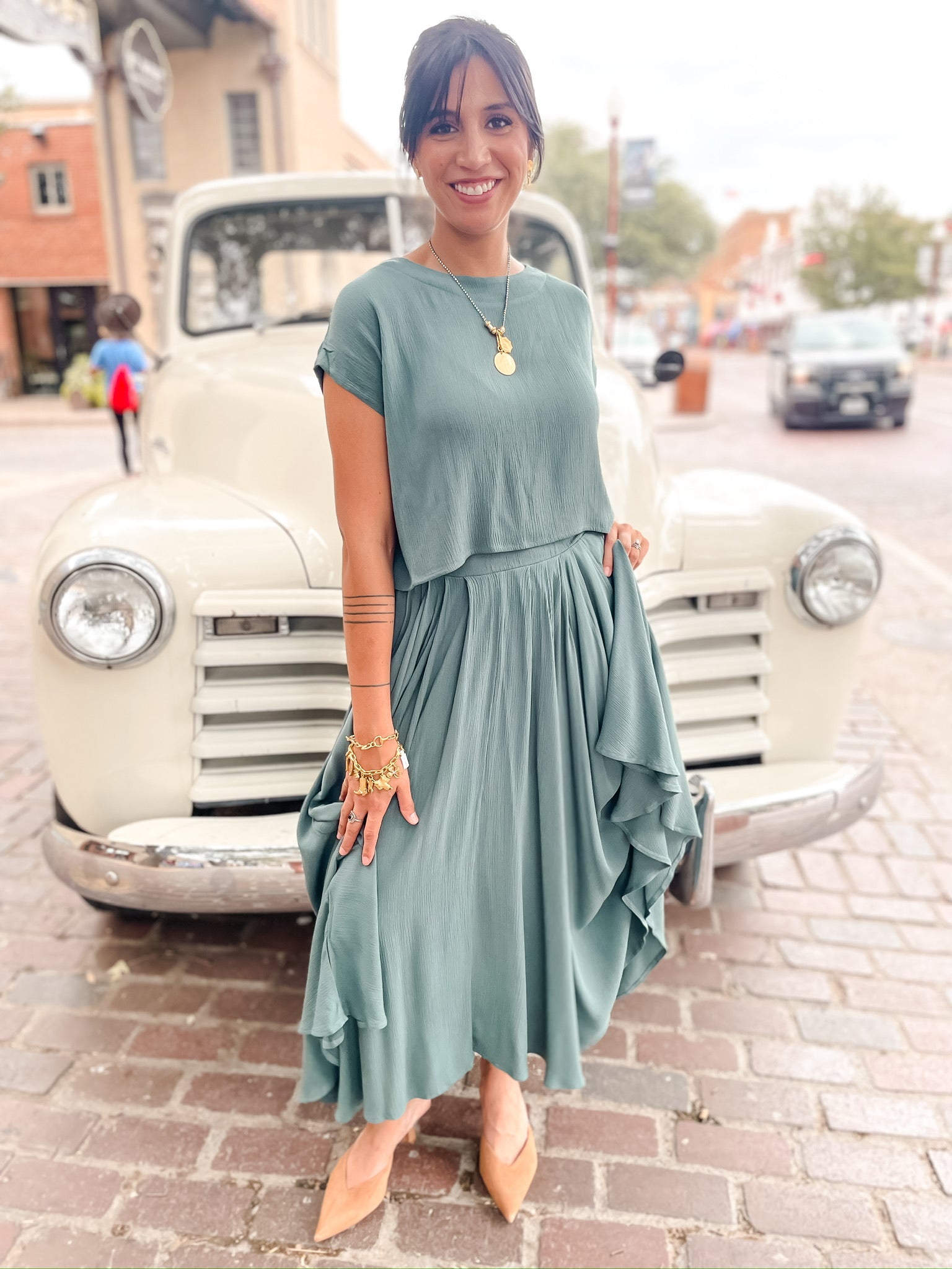 Gauze Skirt Set - Jade