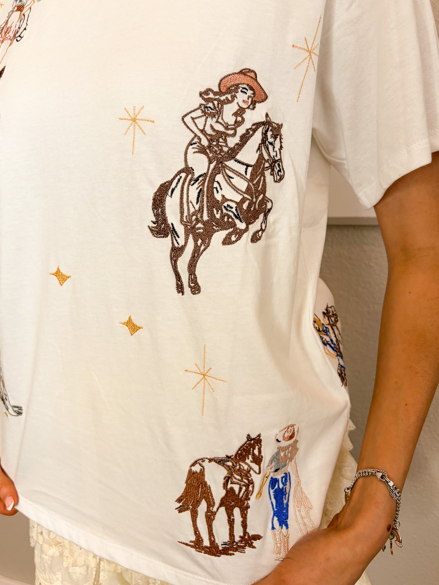 Z Cowgirl Embroidered T-Shirt - Tucker Brown