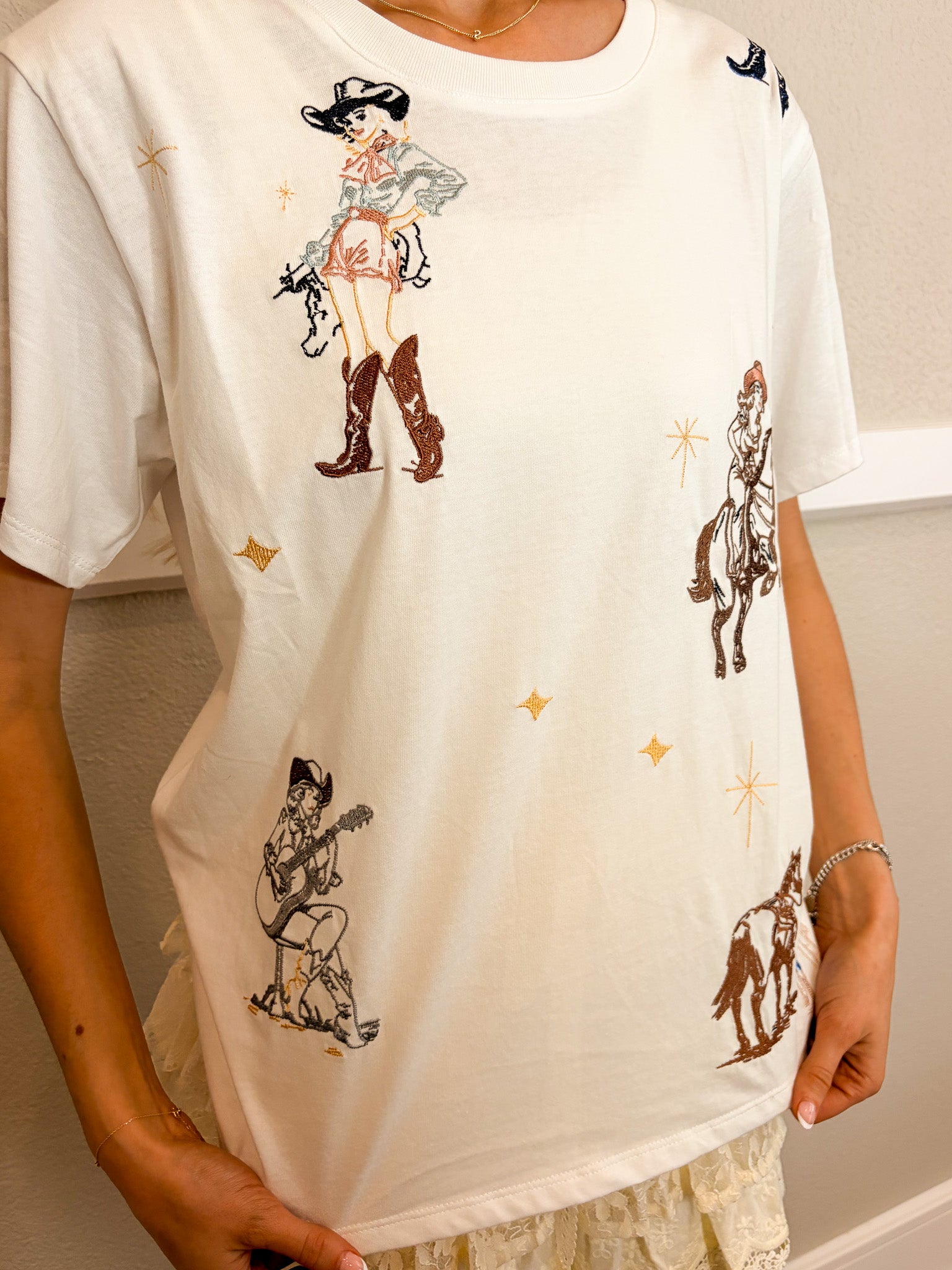 Z Cowgirl Embroidered T-Shirt - Tucker Brown