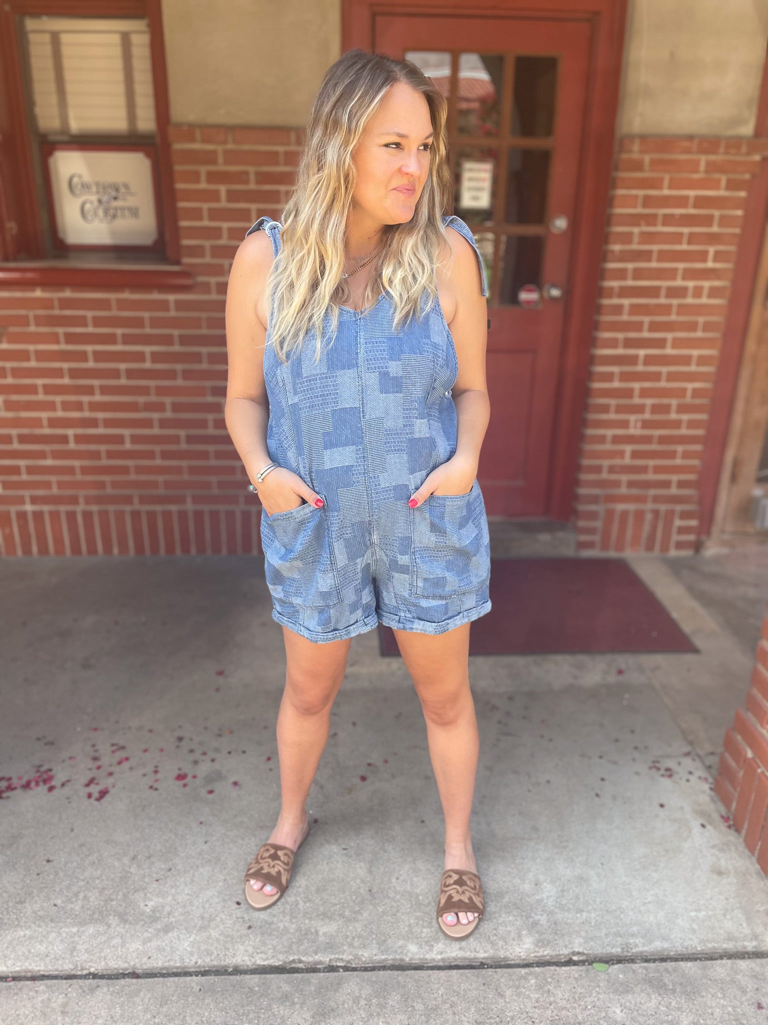 Patchwork Denim Romper
