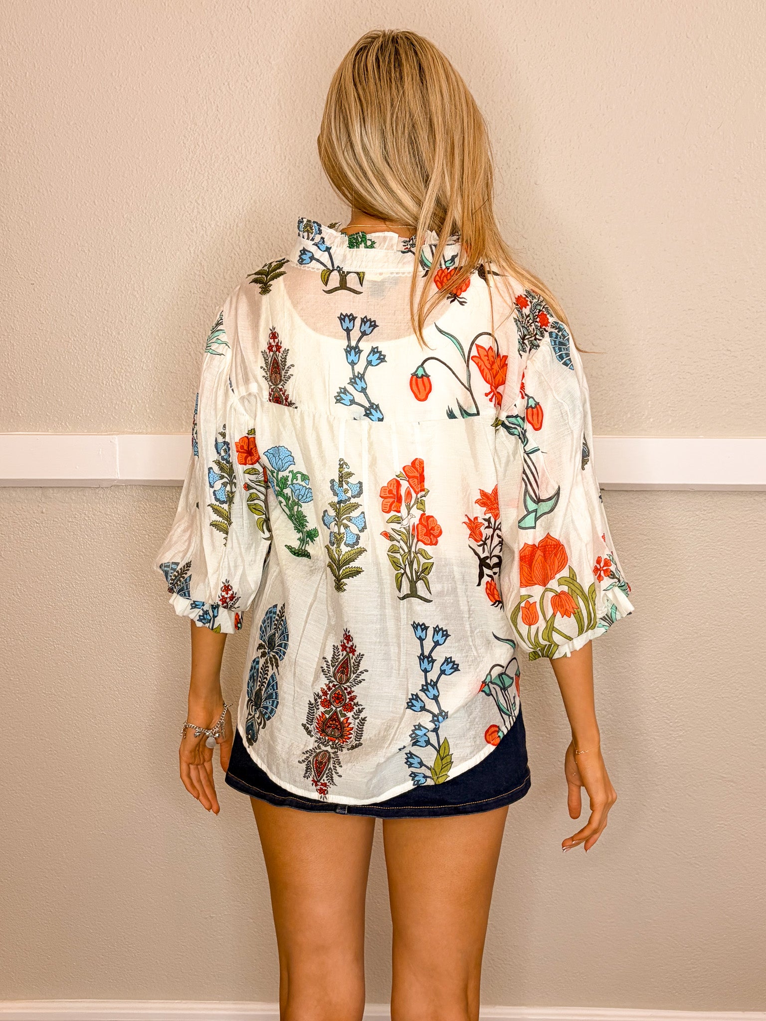 Oriental Garden Top - White - Tucker Brown