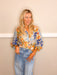 Watercolor Garden Top - Blue - Tucker Brown