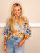 Watercolor Garden Top - Blue - Tucker Brown