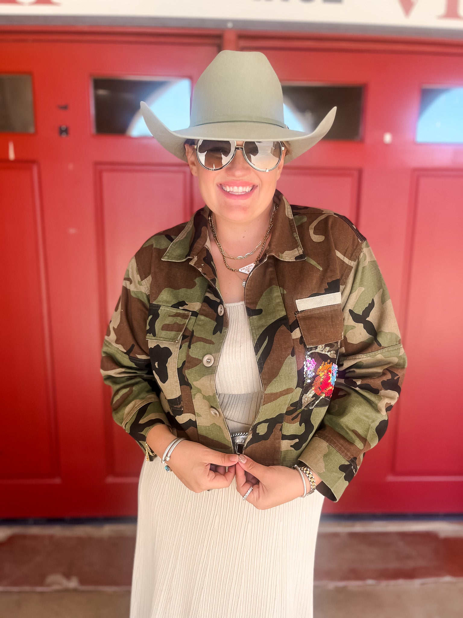 Camo Floral Sequin Jacket