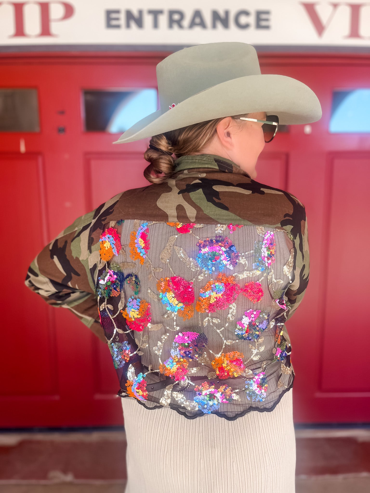 Camo Floral Sequin Jacket