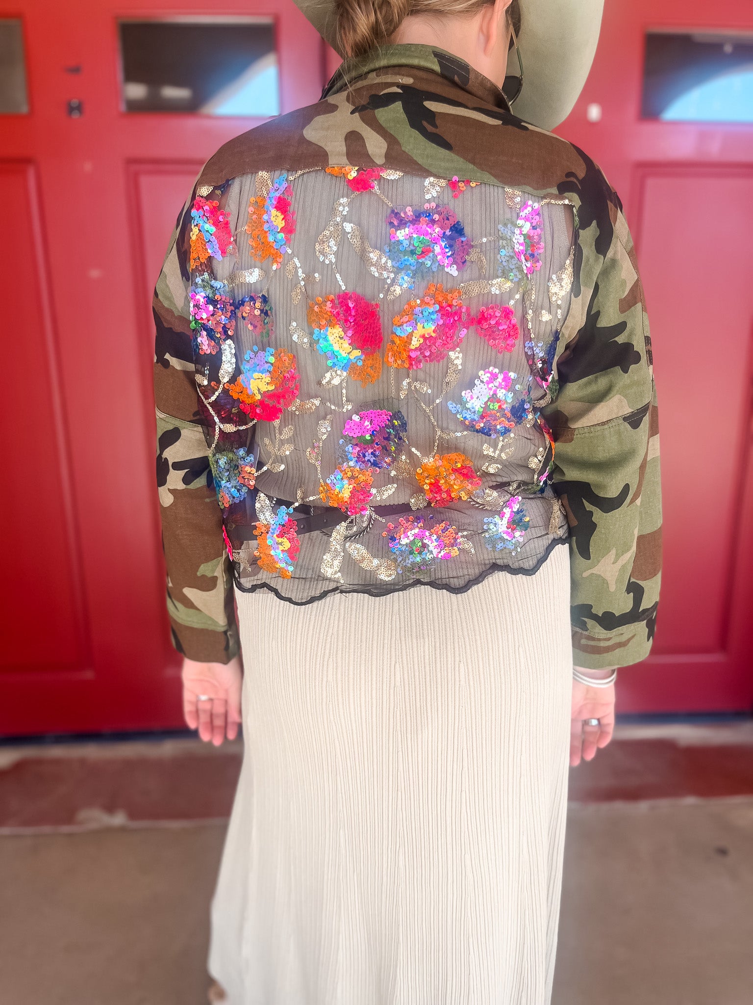 Camo Floral Sequin Jacket