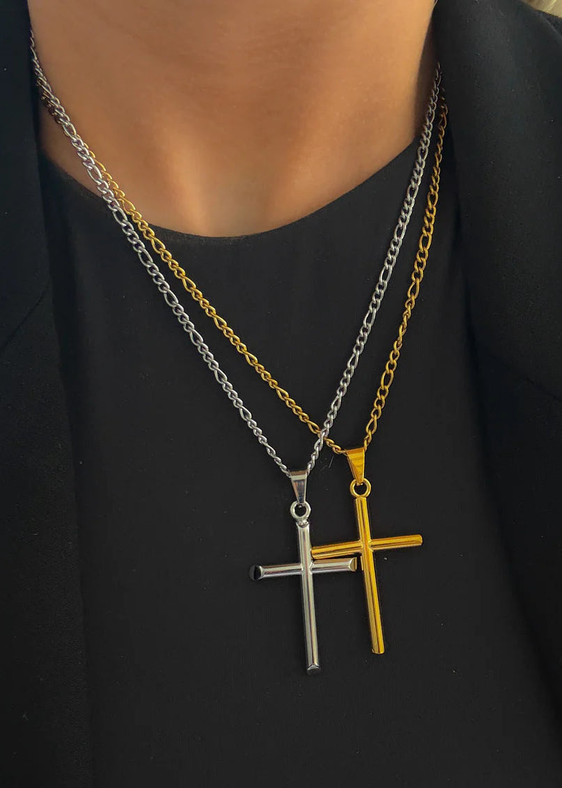 Large Cross Necklace - Gold - Tucker Brown