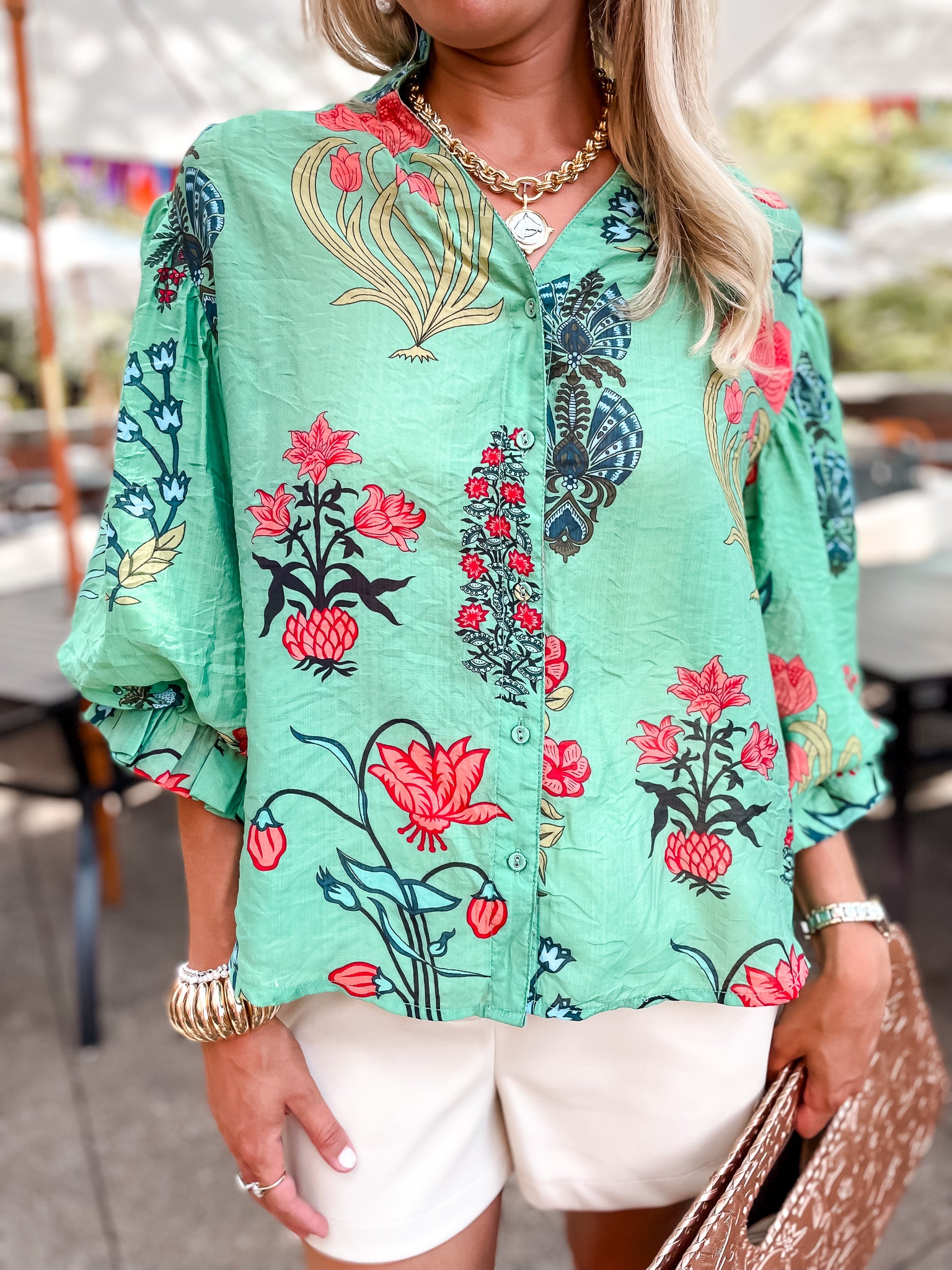 Oriental Garden Top - Green - Tucker Brown