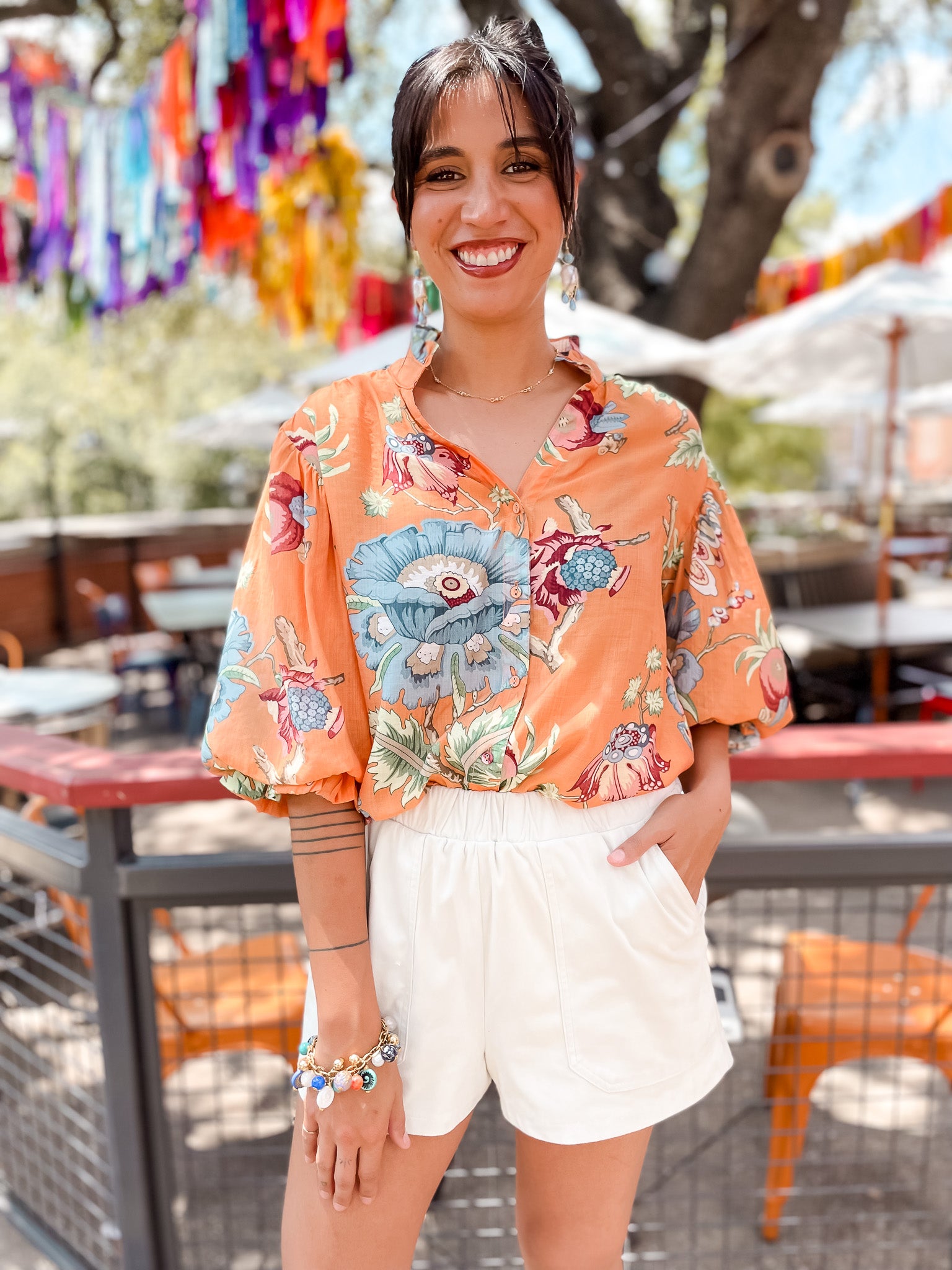 Oriental Garden Top - Coral