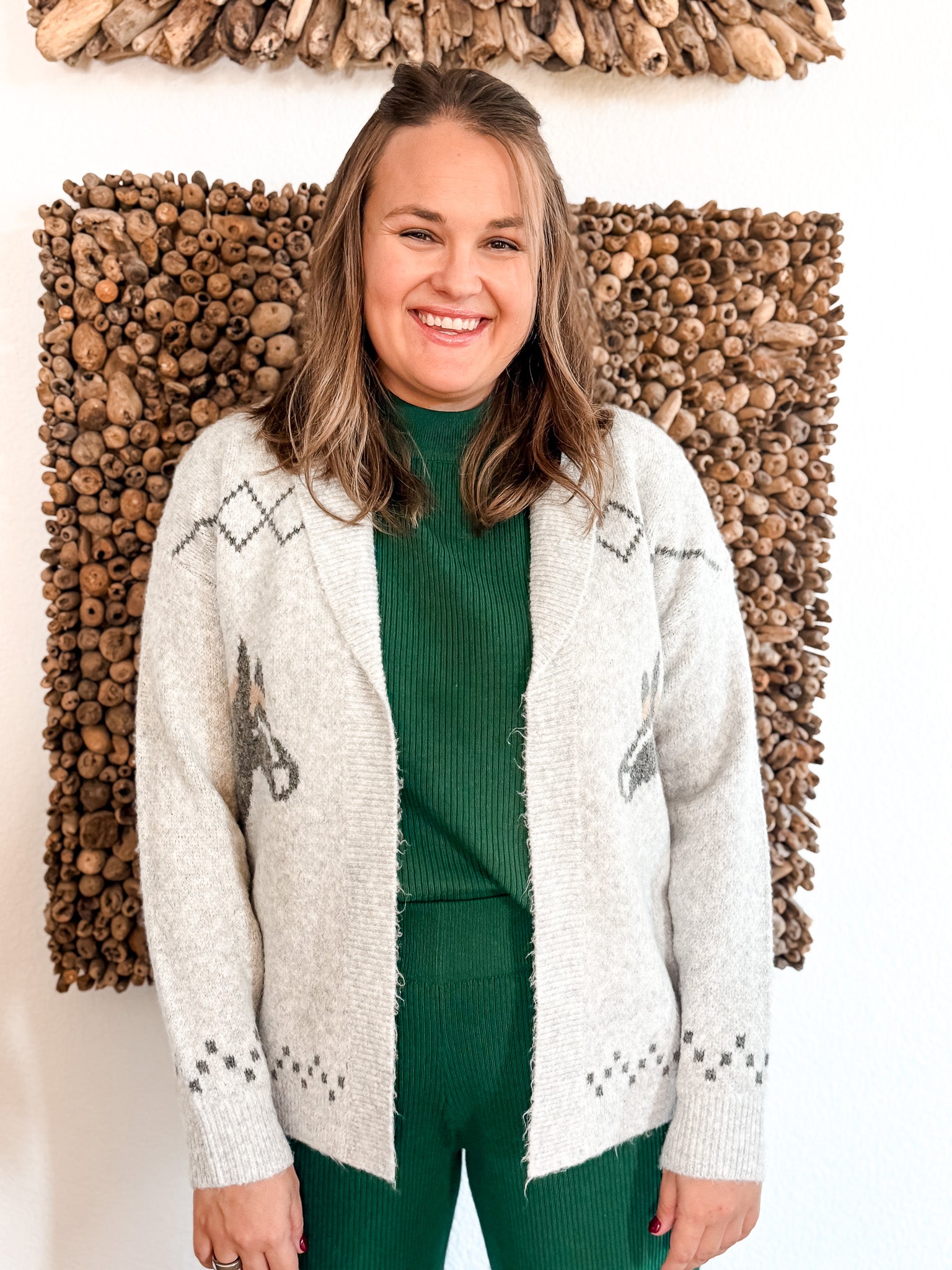 Shawl Collar Horse Cardigan