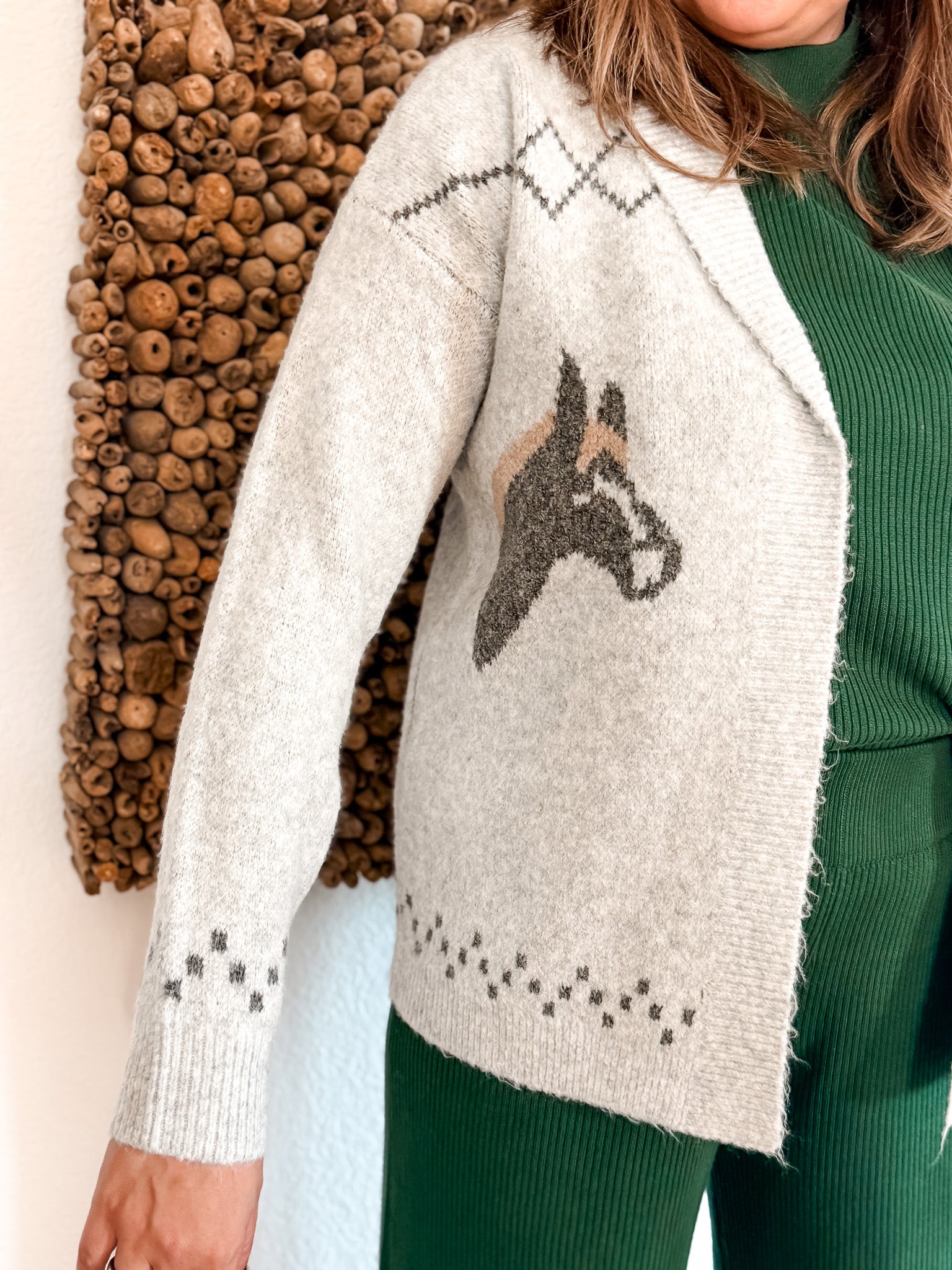 Shawl Collar Horse Cardigan