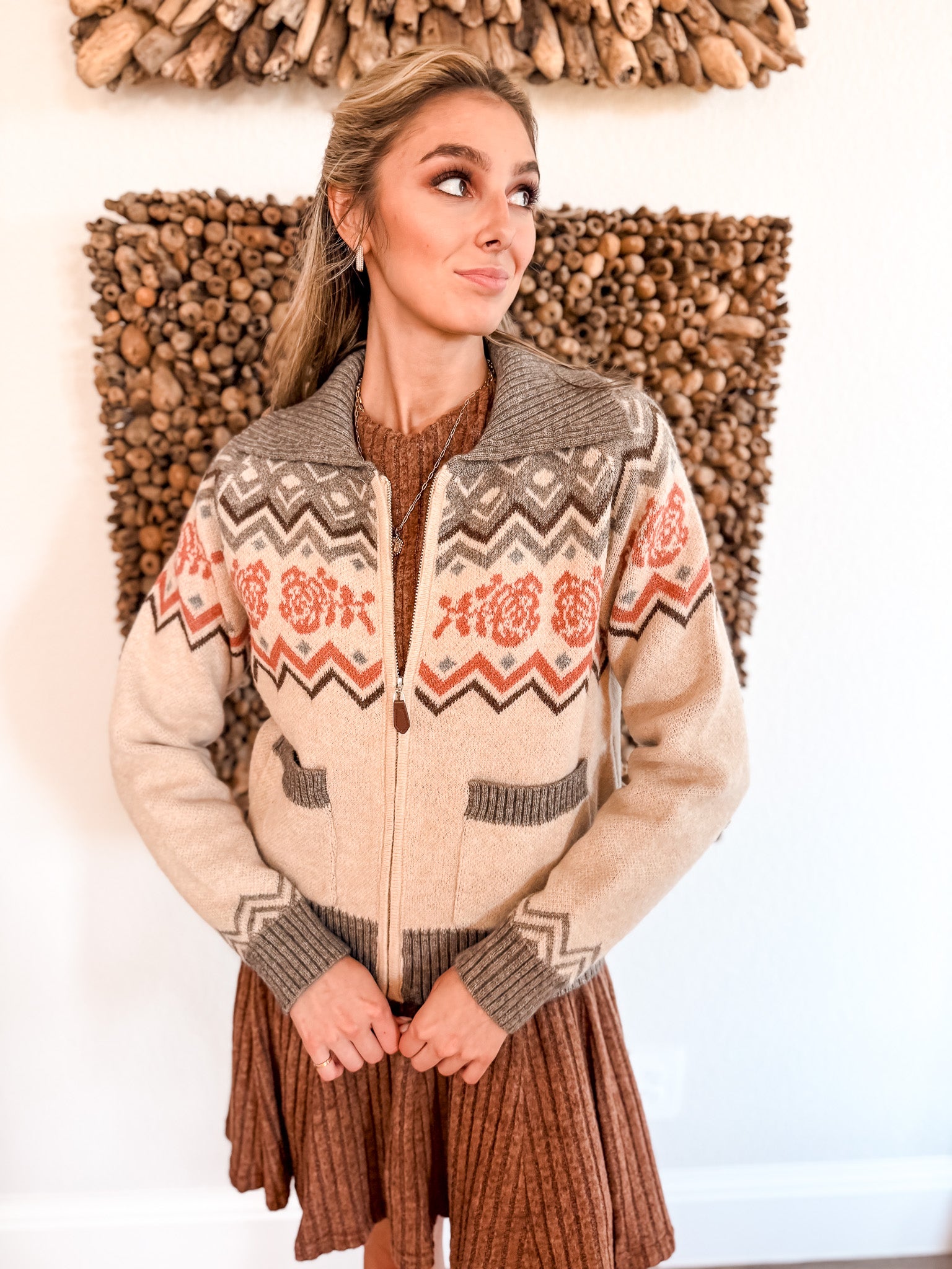 Texas Rose Zip Cardigan