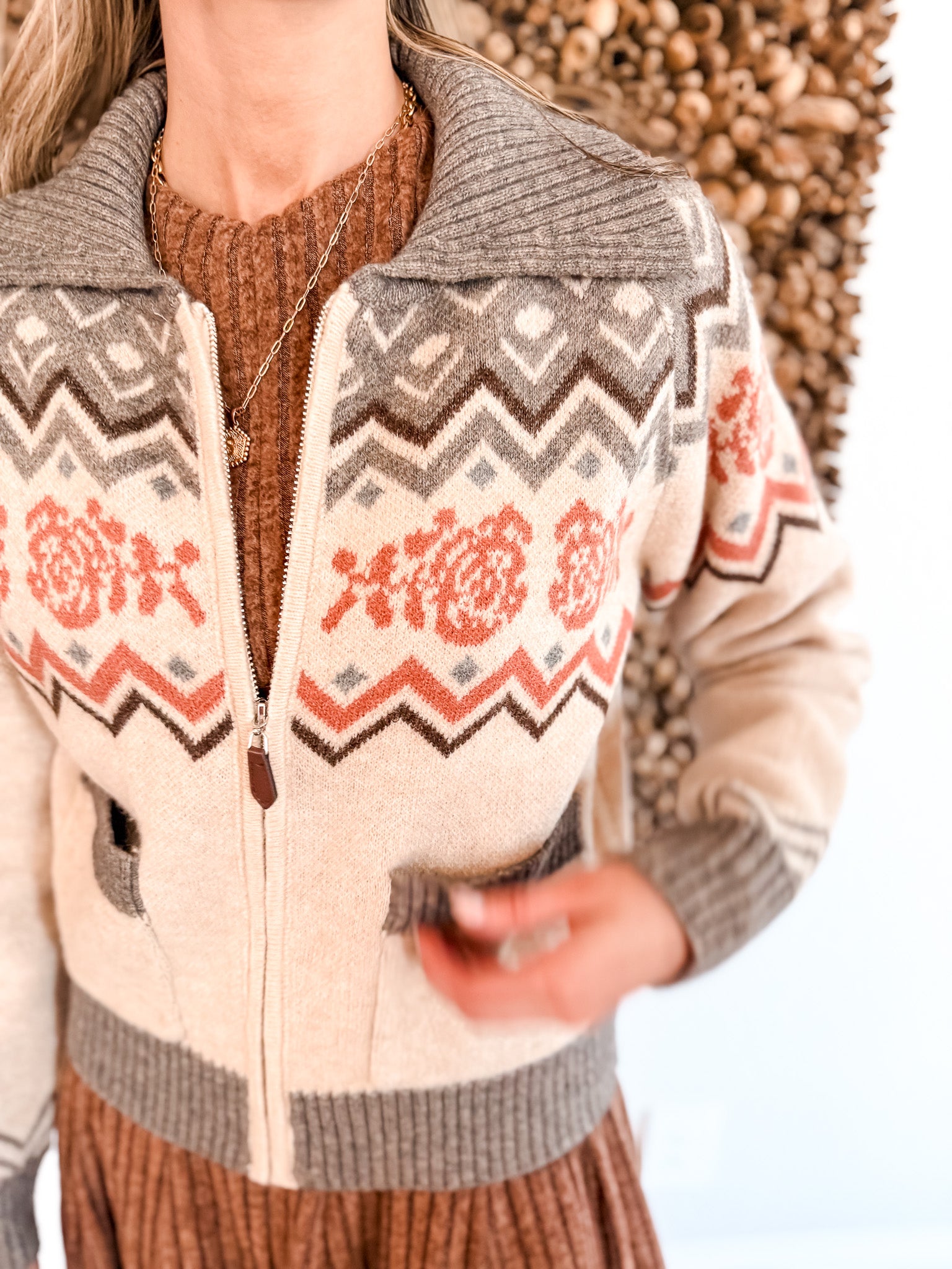 Texas Rose Zip Cardigan
