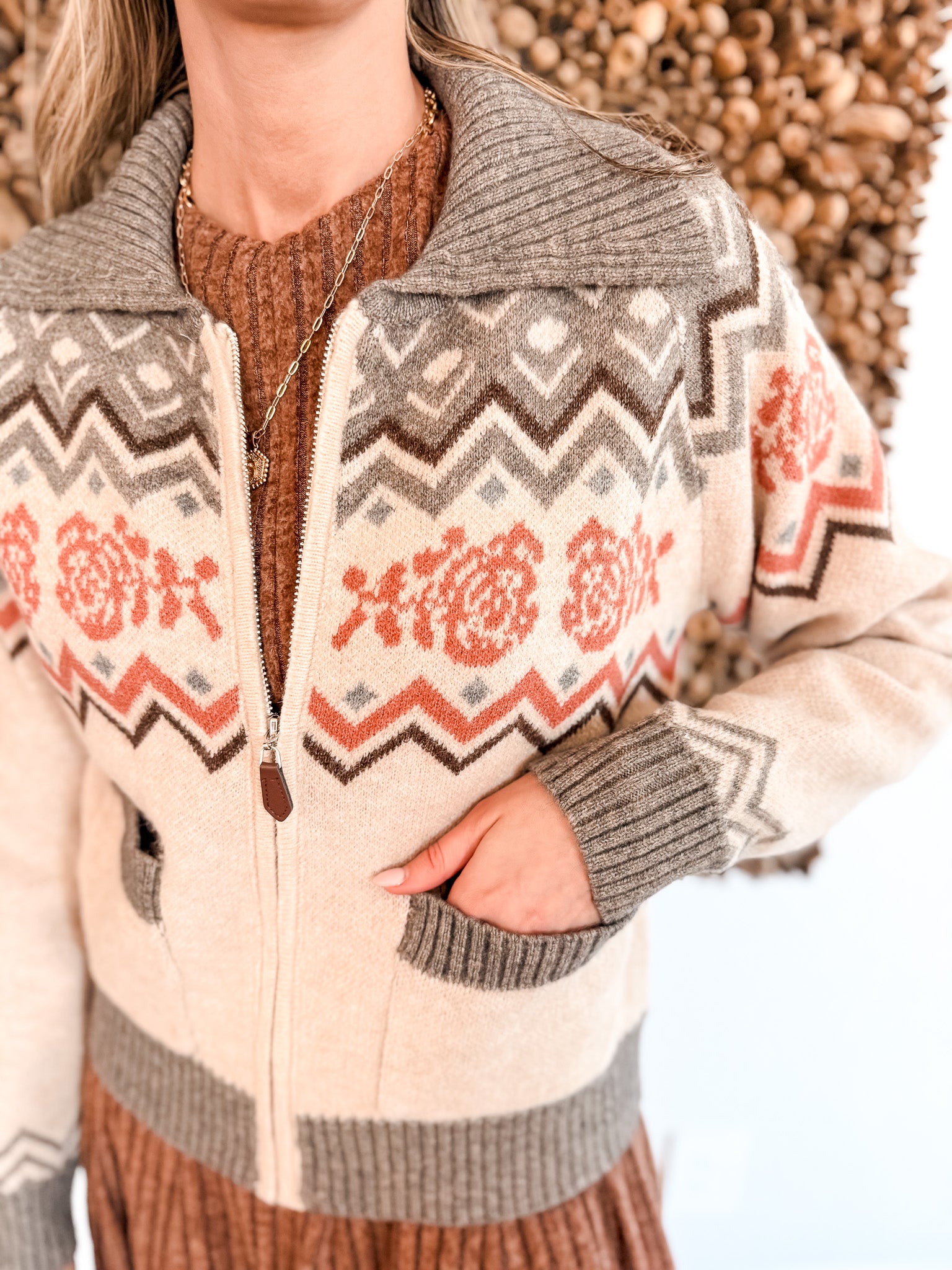 Texas Rose Zip Cardigan