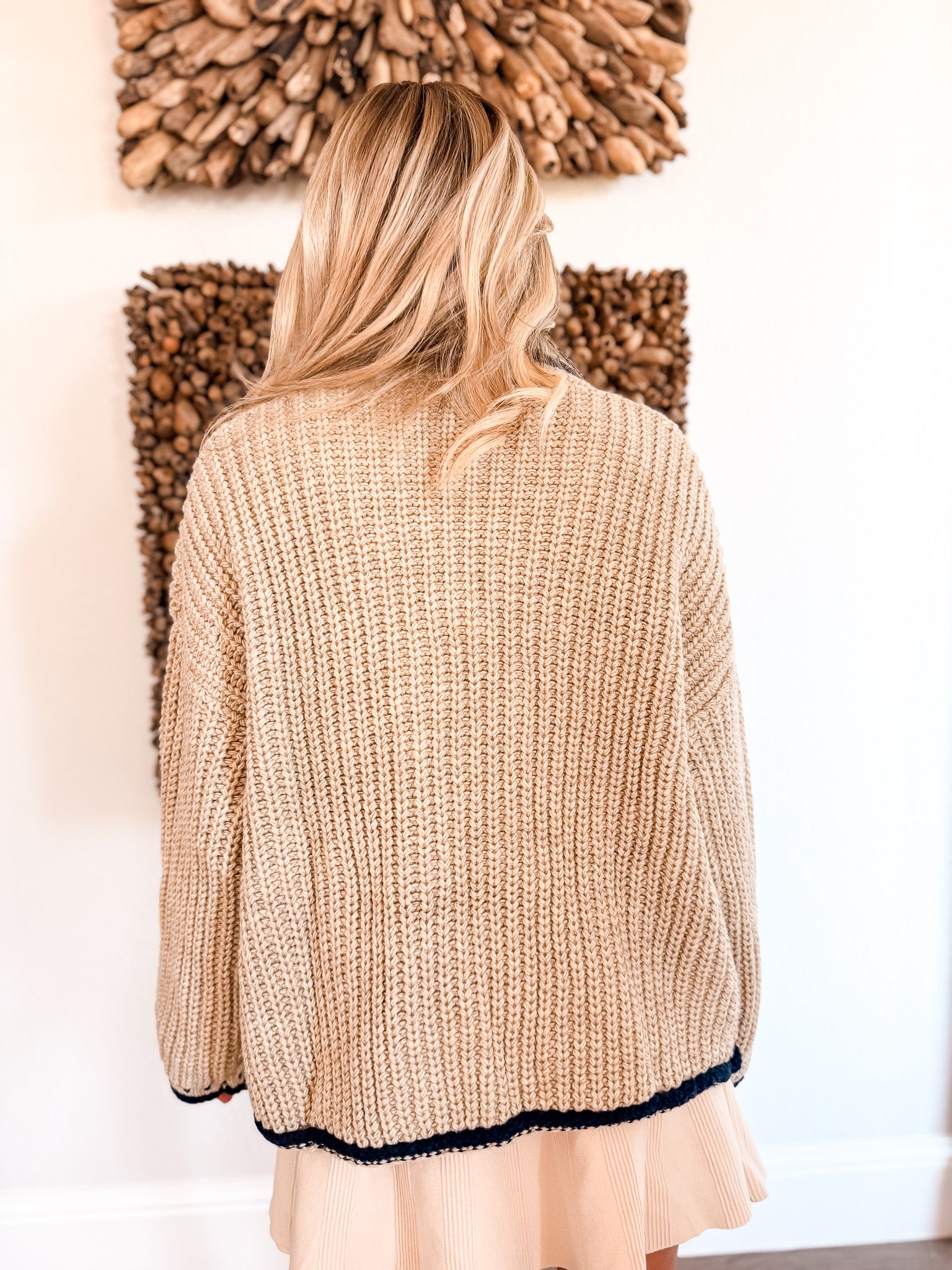 Double Breasted Oversized Cardigan - Taupe