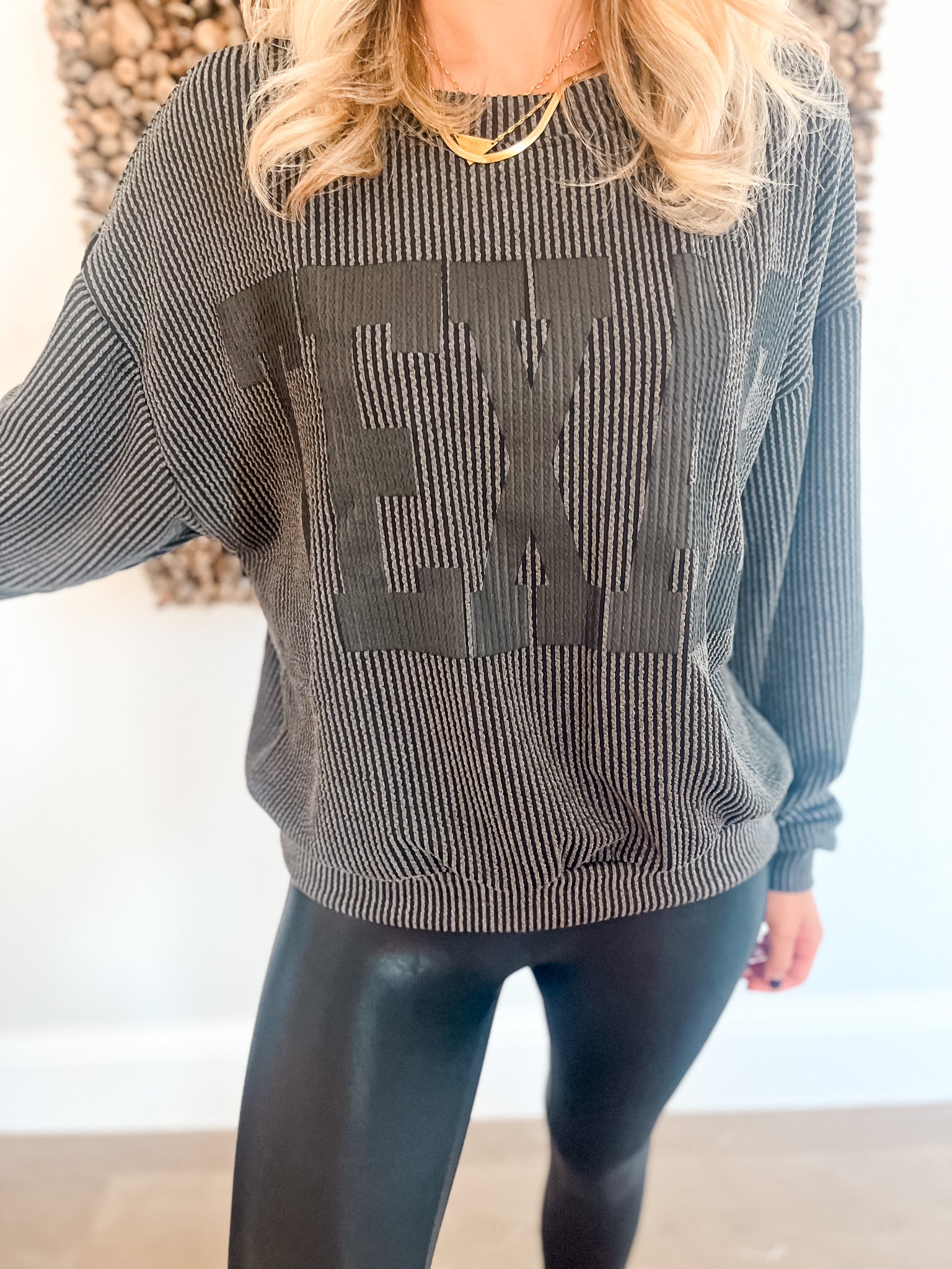 Texas Ribbed Oversized Top - Midnight
