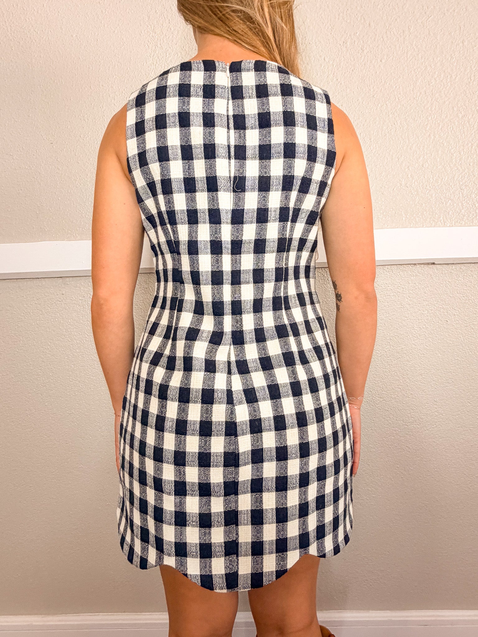 Check Scallop Dress