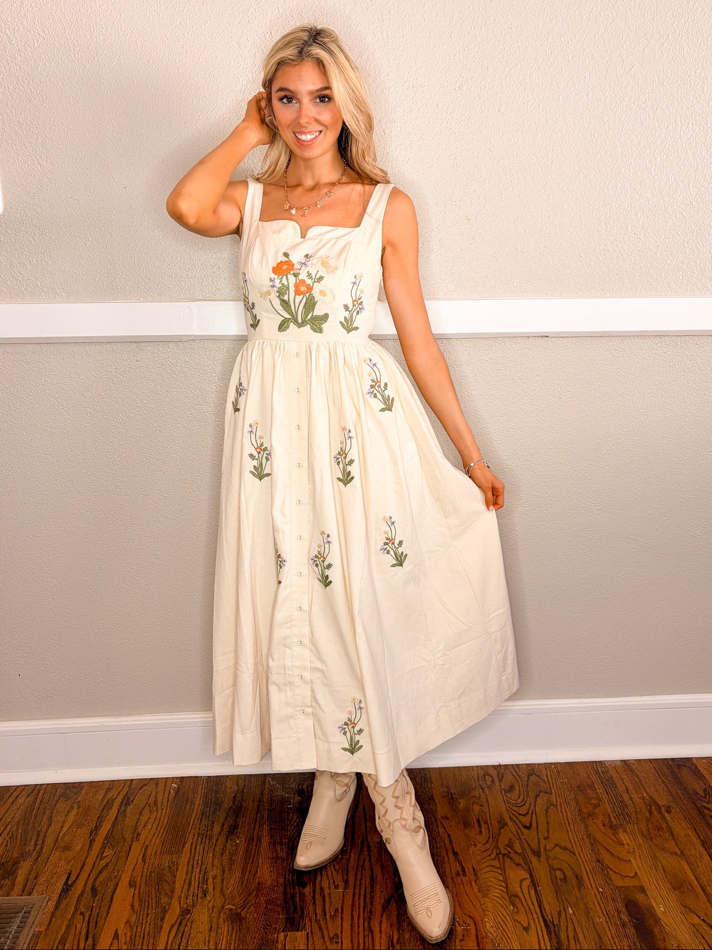 Lady Birds Wild Flower Dress - Ecru
