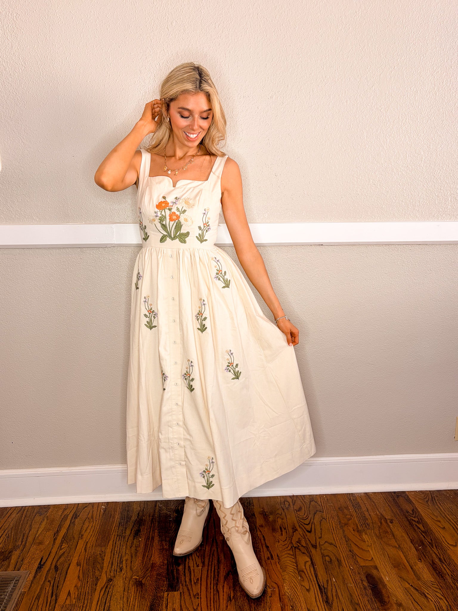 Lady Birds Wild Flower Dress - Ecru