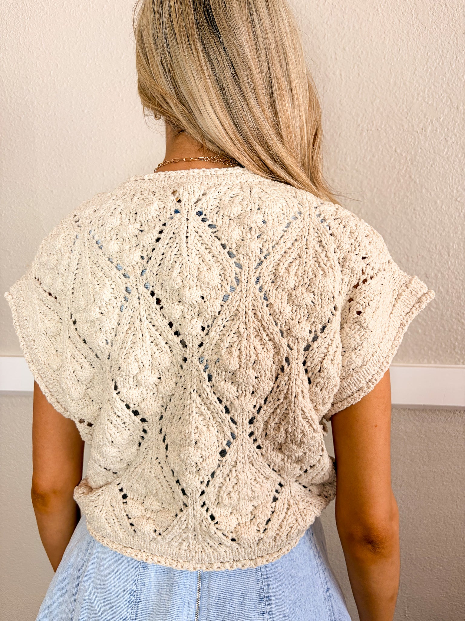 Fishnet Cable Sweater - Cream