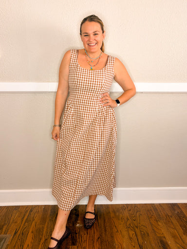 brown cover up dress Sister Dress 2022 Brown Big Gingham – April meets october main image 0