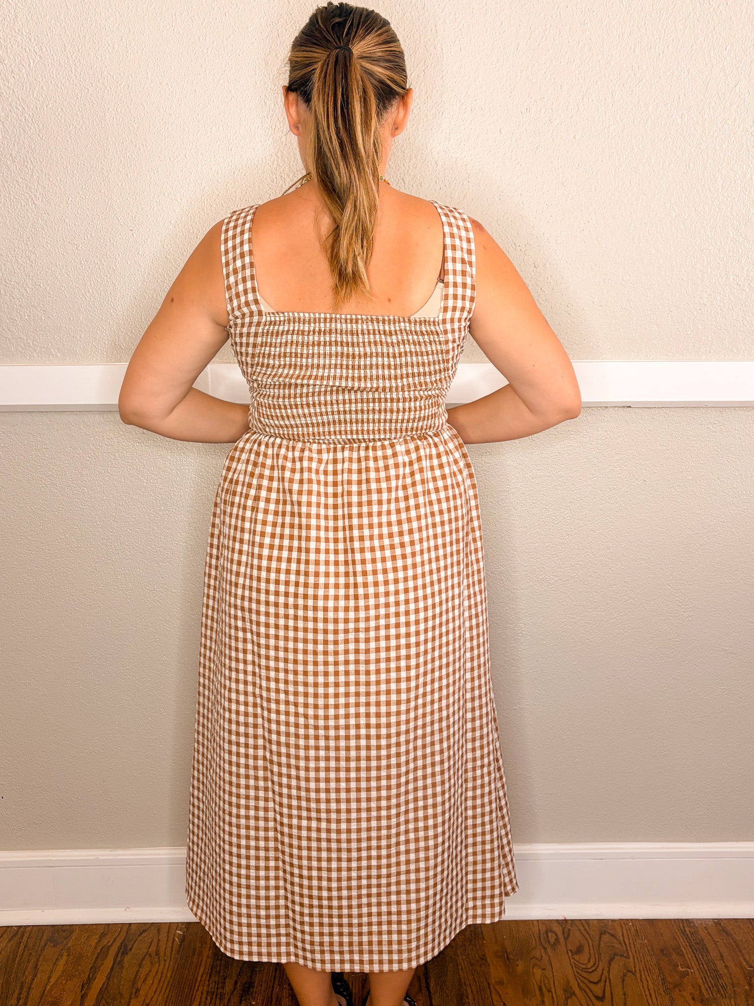 Gina Gingham Dress - Brown
