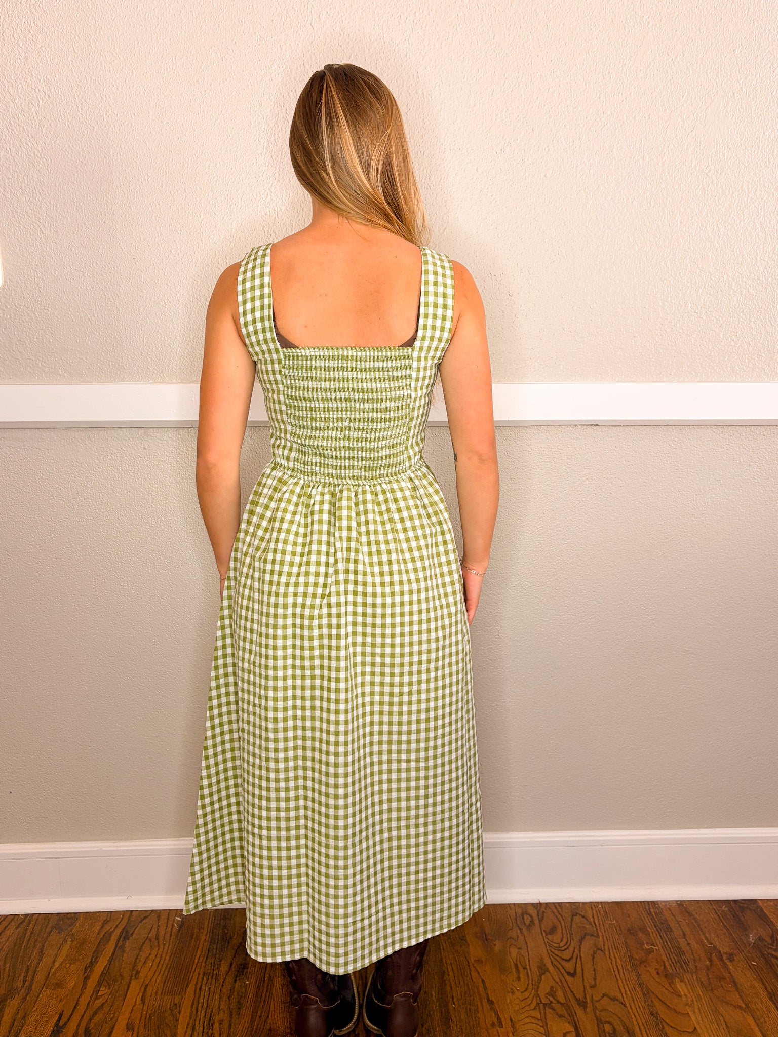 Gina Gingham Dress - Green