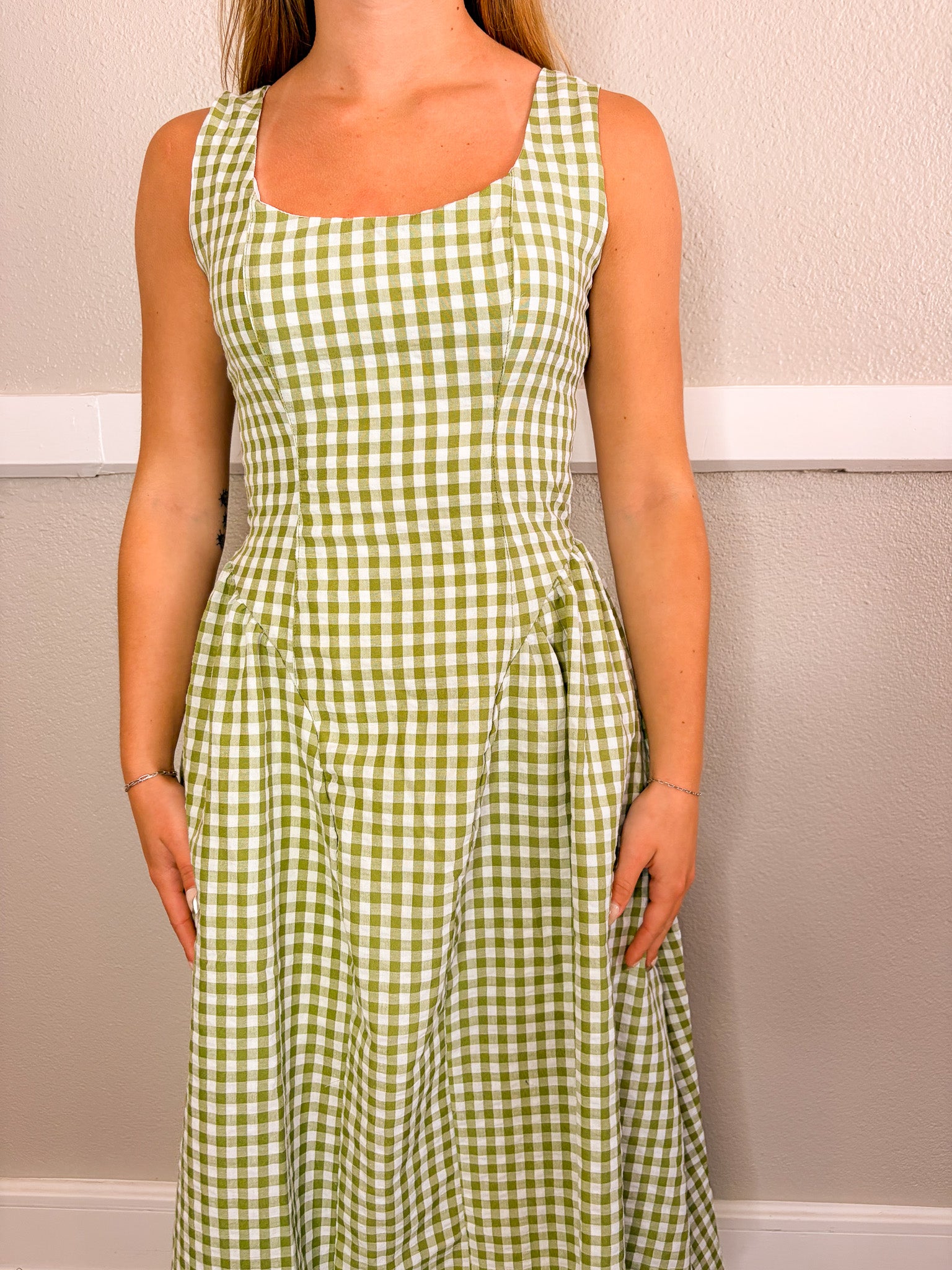 Gina Gingham Dress - Green