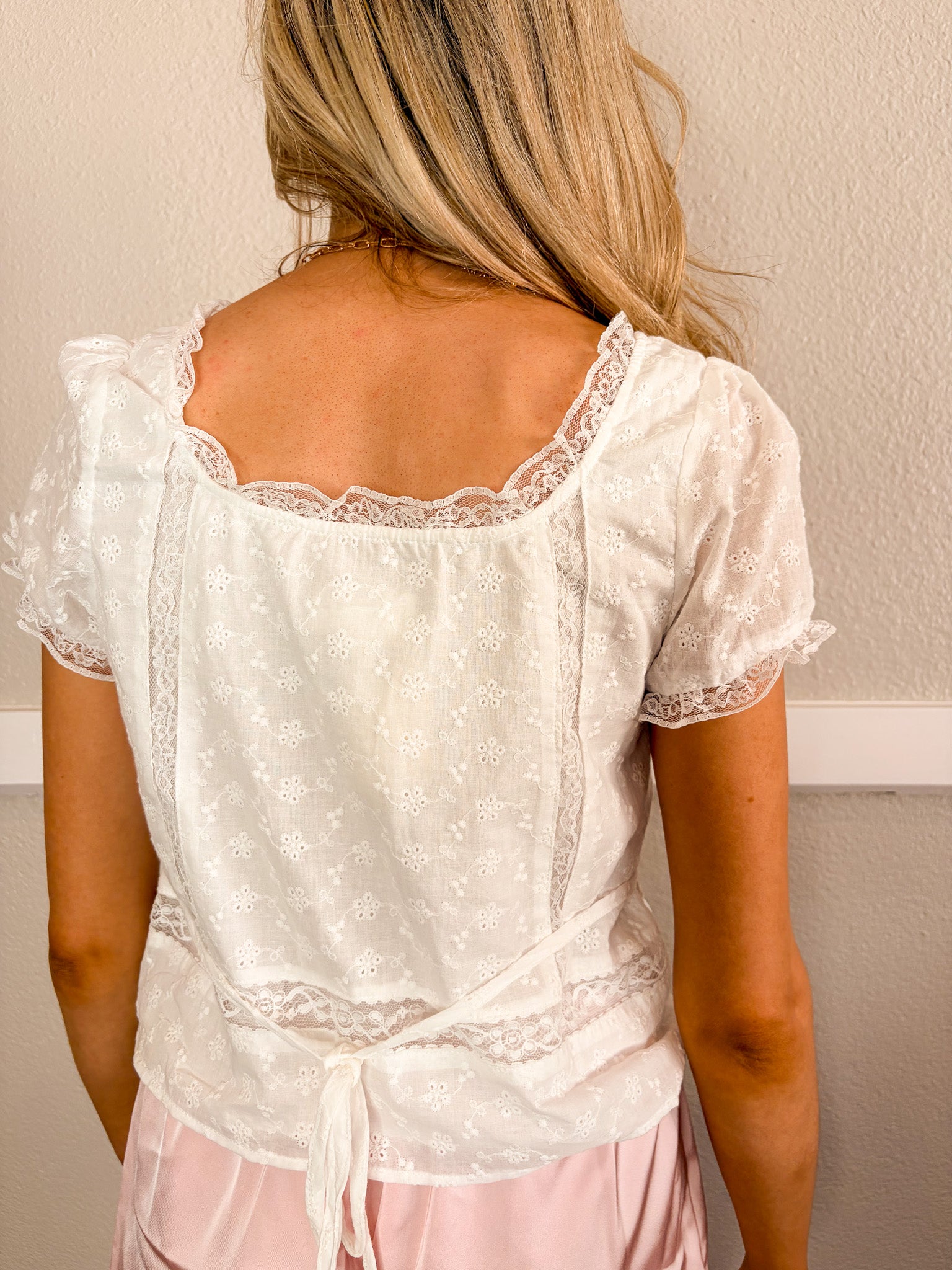 Cap Sleeve Eyelet Top