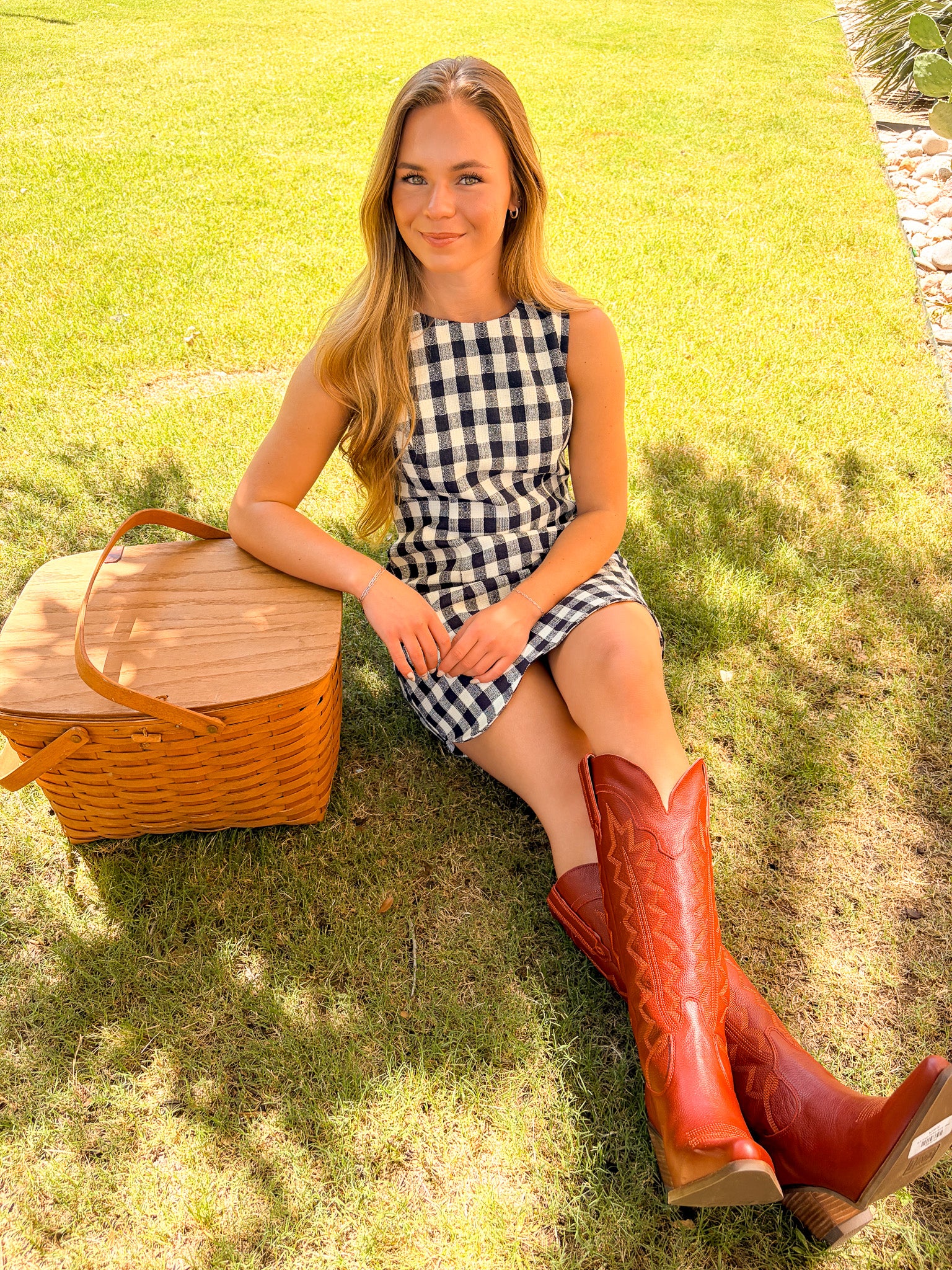 Check Scallop Dress