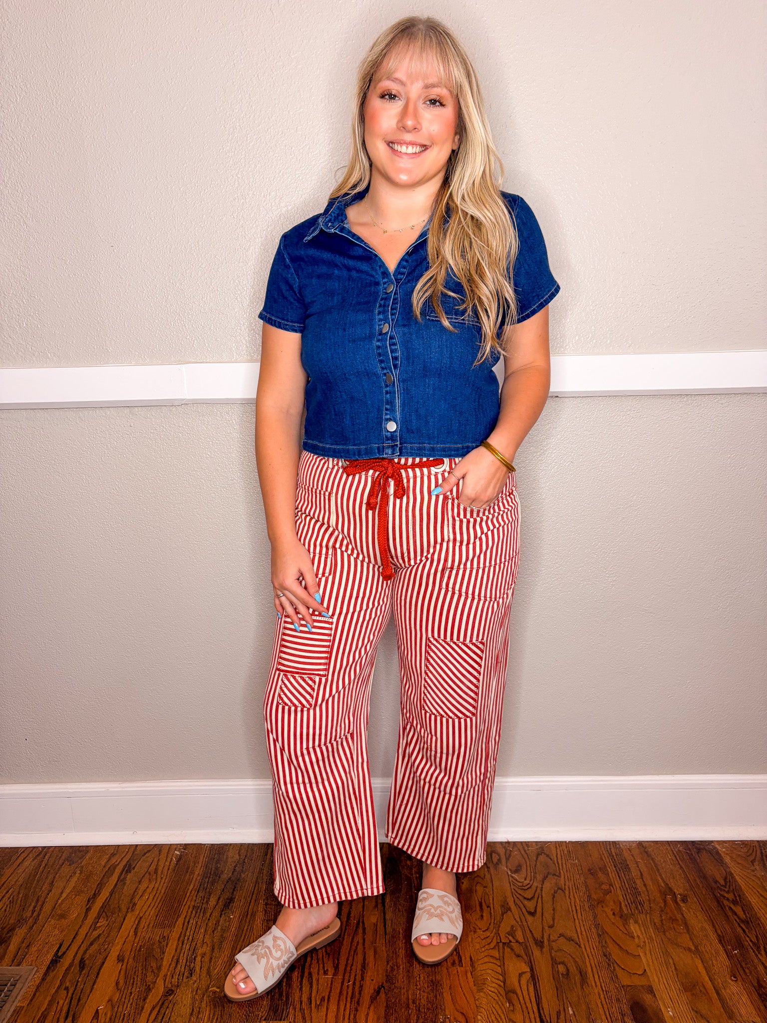 Sailor Rope String Pants - Red