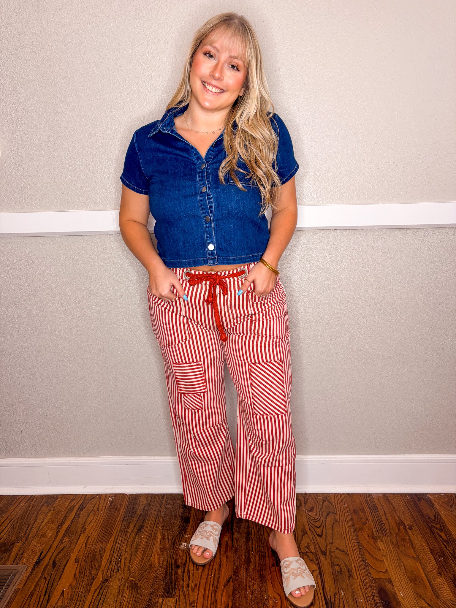 Sailor Rope String Pants - Red