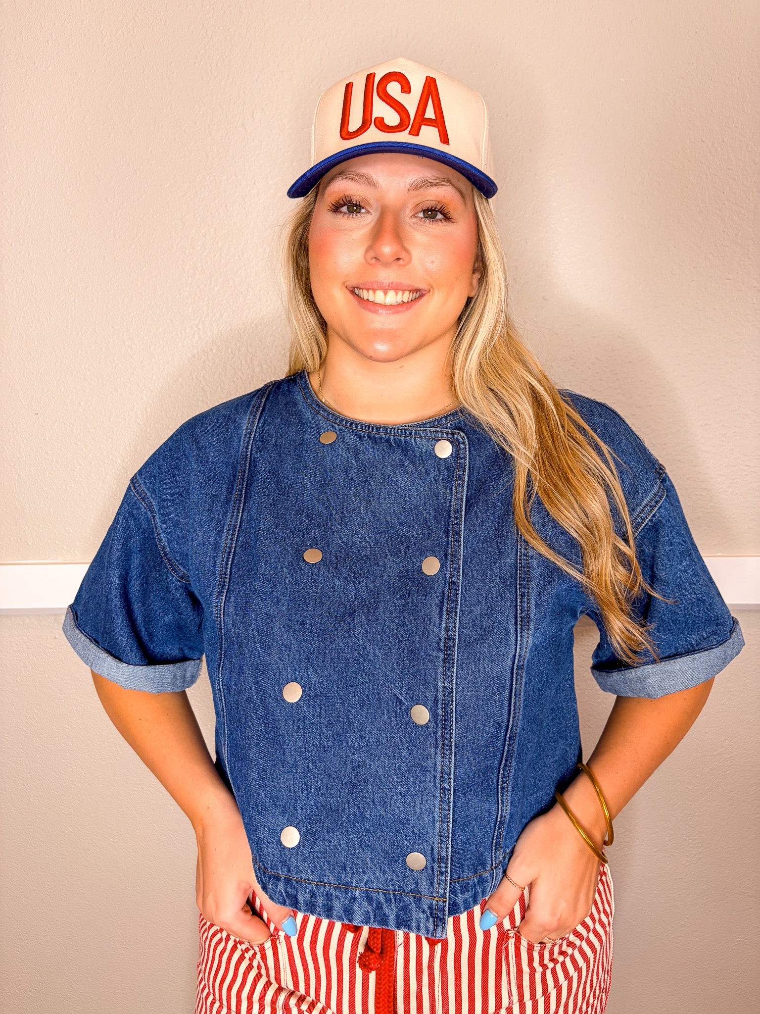 Double Breasted Denim Top