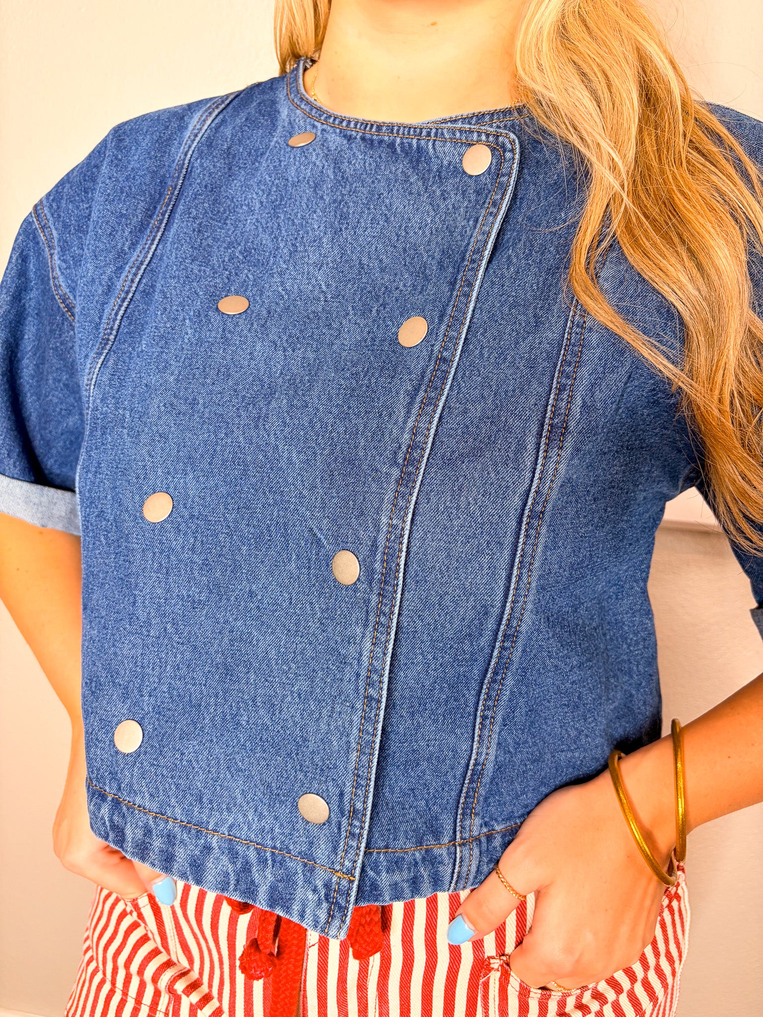 Double Breasted Denim Top