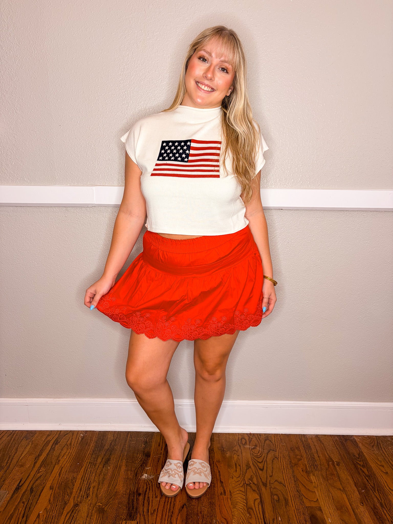 USA Flag Sweater - White