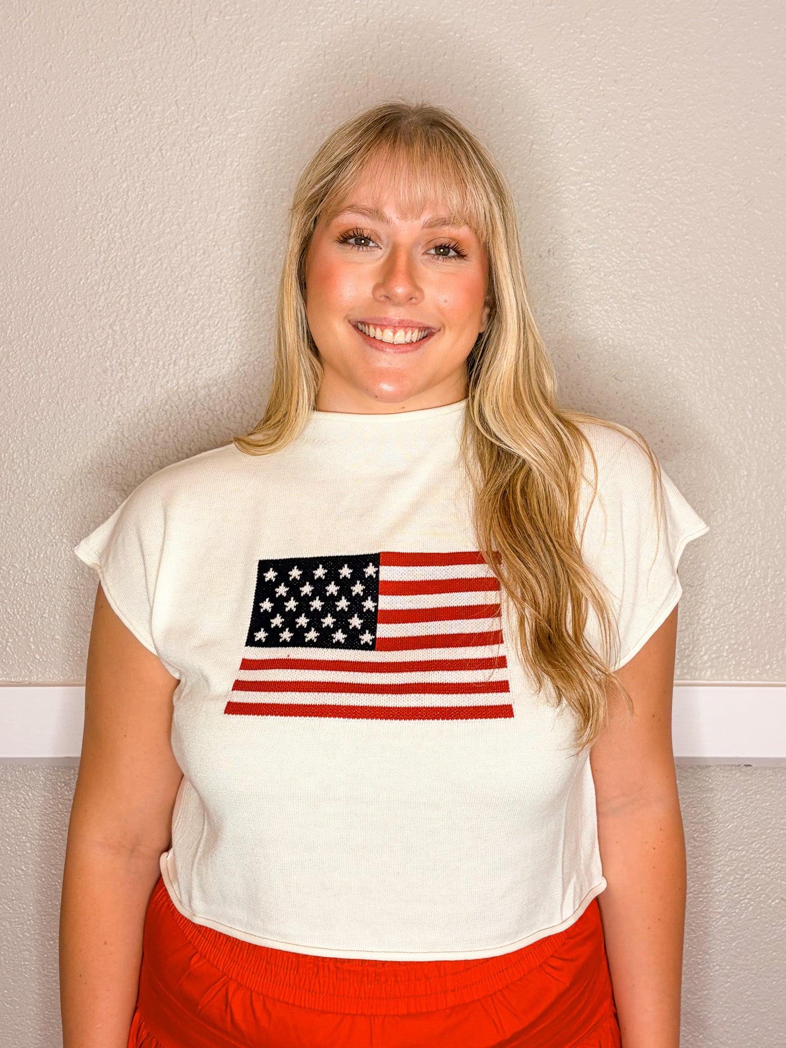 USA Flag Sweater - White