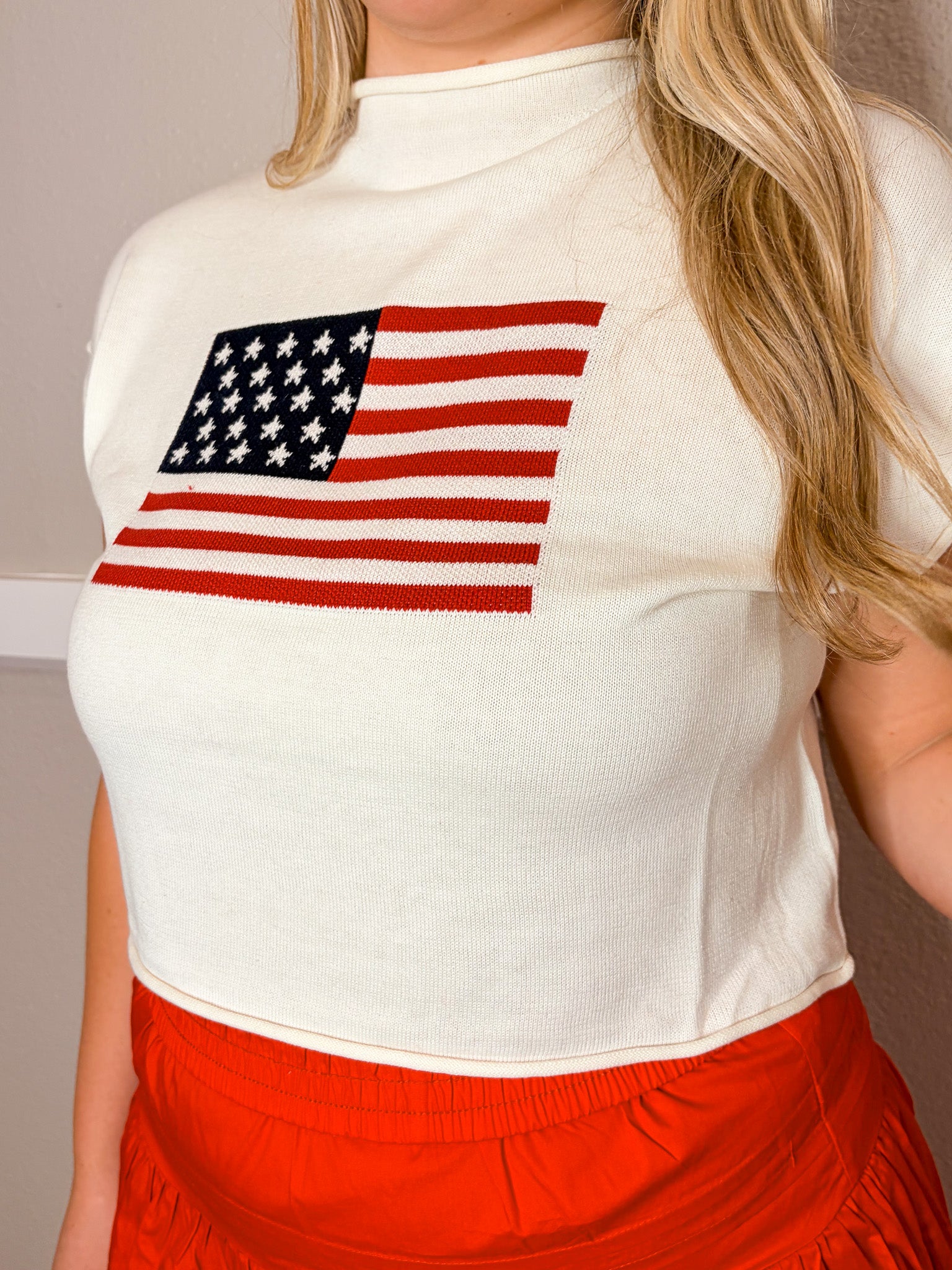 USA Flag Sweater - White